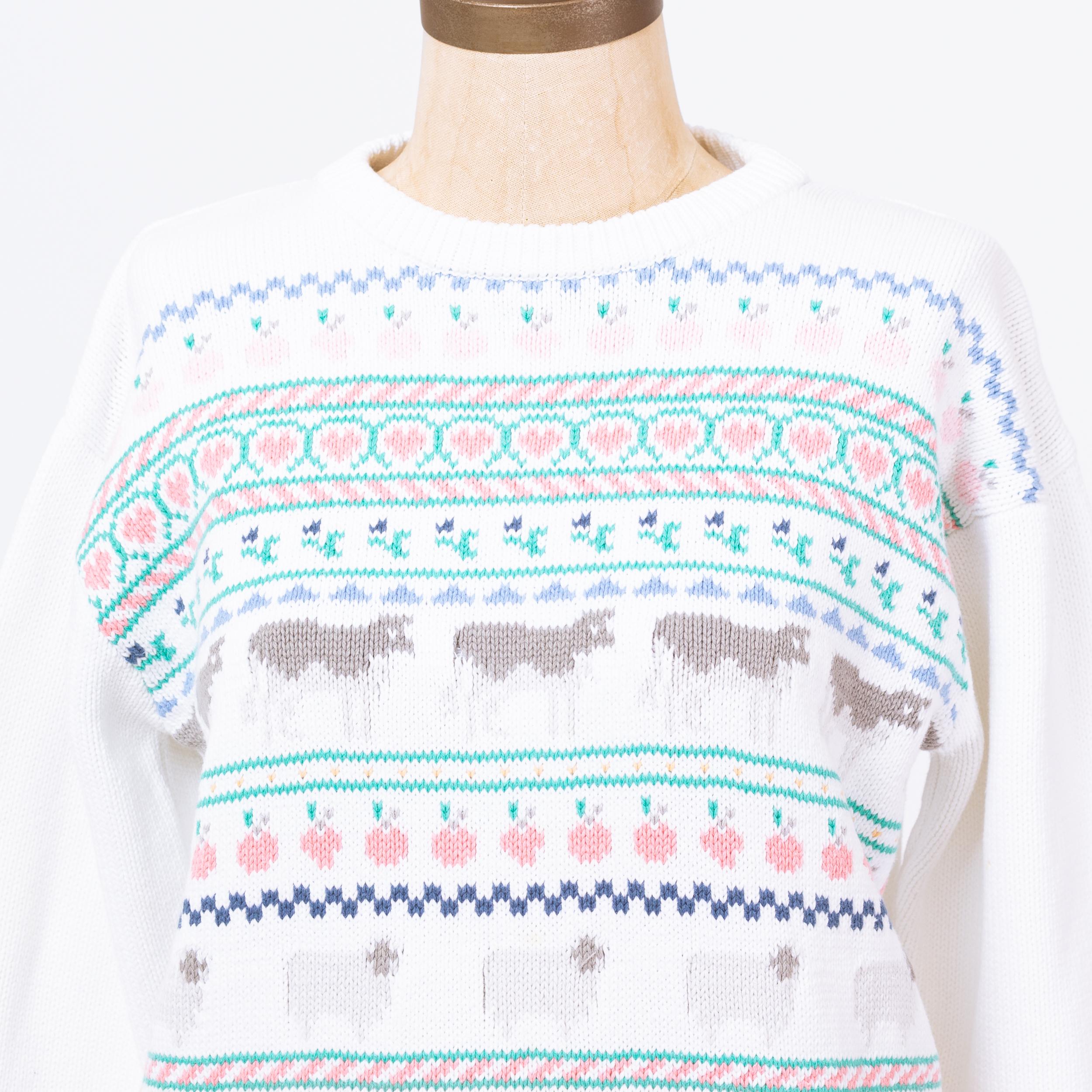 Vintage 80s Eddie Bauer Novelty Farm Animal Sweater, As Is