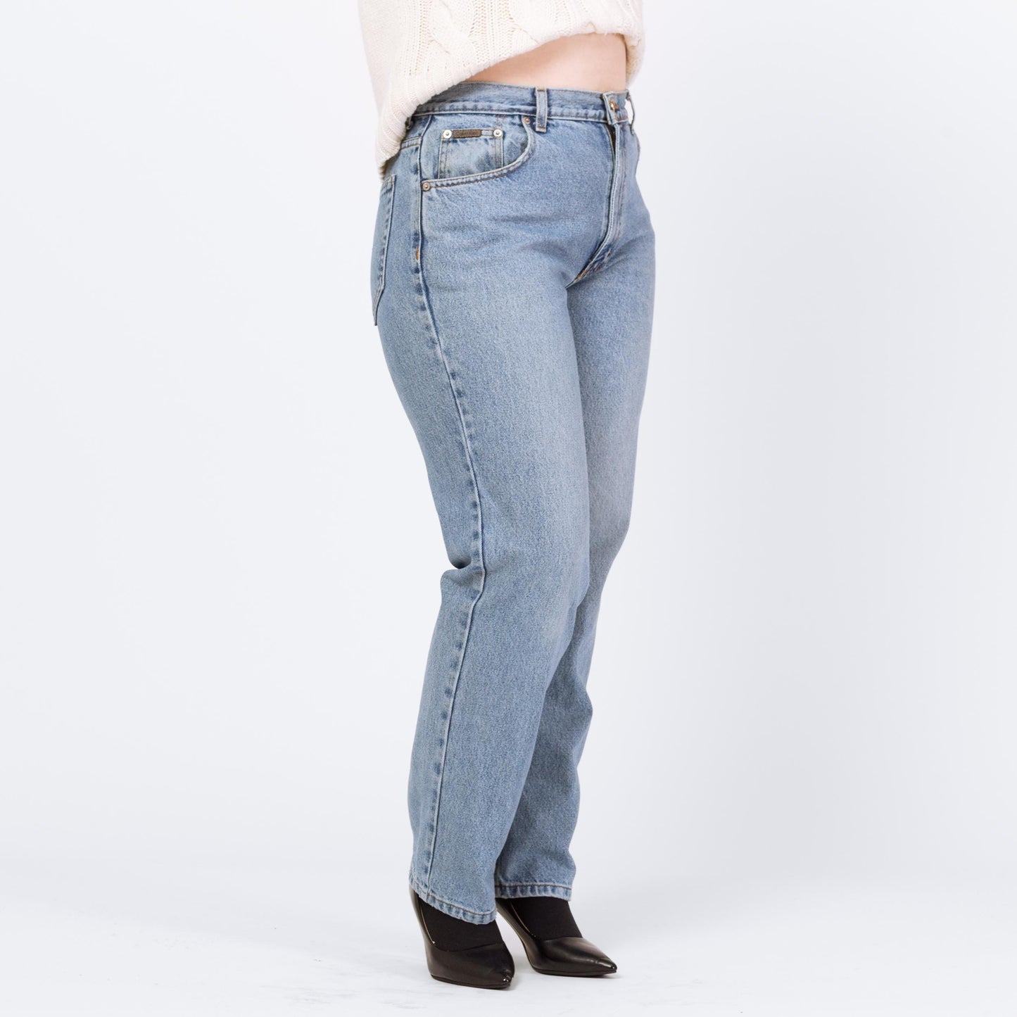 Vintage 90s Y2K Calvin Klein Light Wash Jeans - Large, 32" | CK Denim High Waisted Slim Straight Mom Jeans