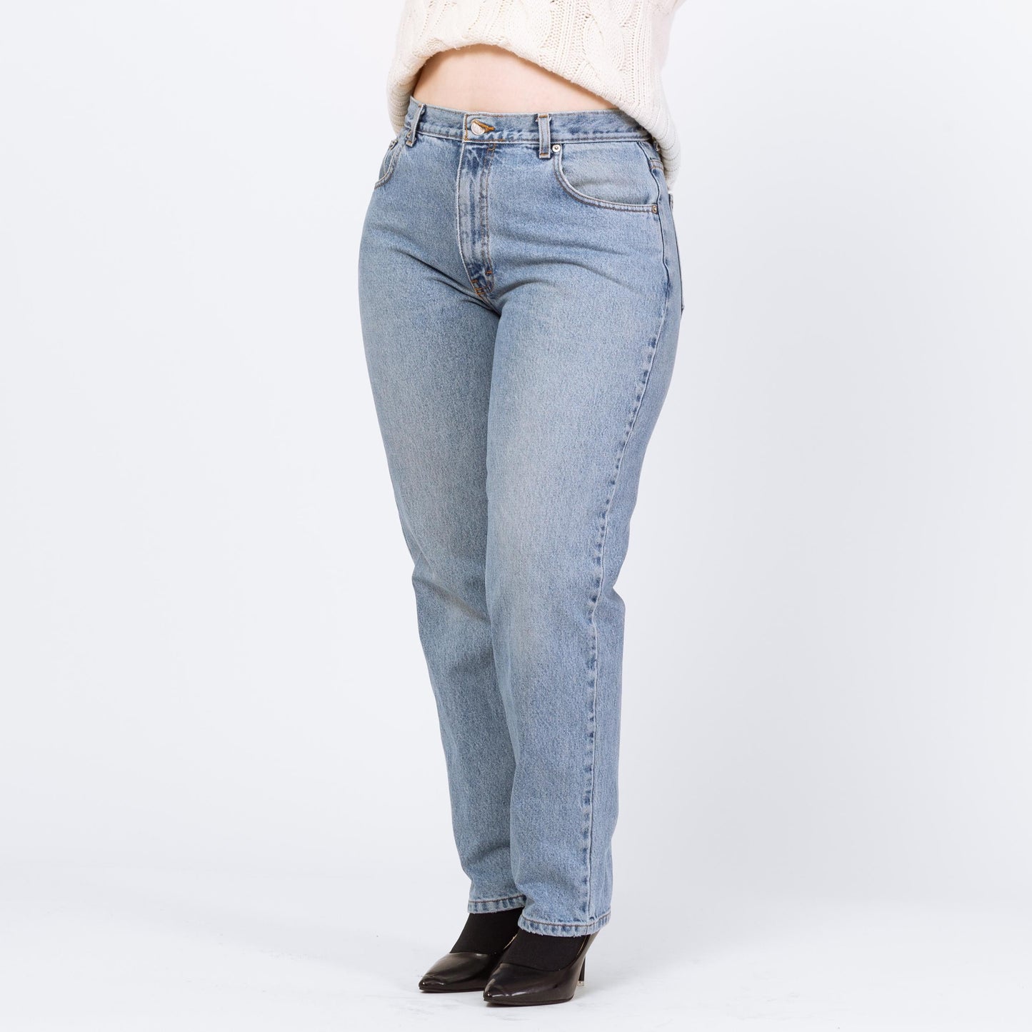 Vintage 90s Y2K Calvin Klein Light Wash Jeans - Large, 32" | CK Denim High Waisted Slim Straight Mom Jeans
