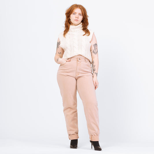 Vintage 90s Lee Dusty Pink High Waisted Jeans - Large Tall, 31" Waist | Peach Denim Slim Straight Long Inseam Mom Jeans