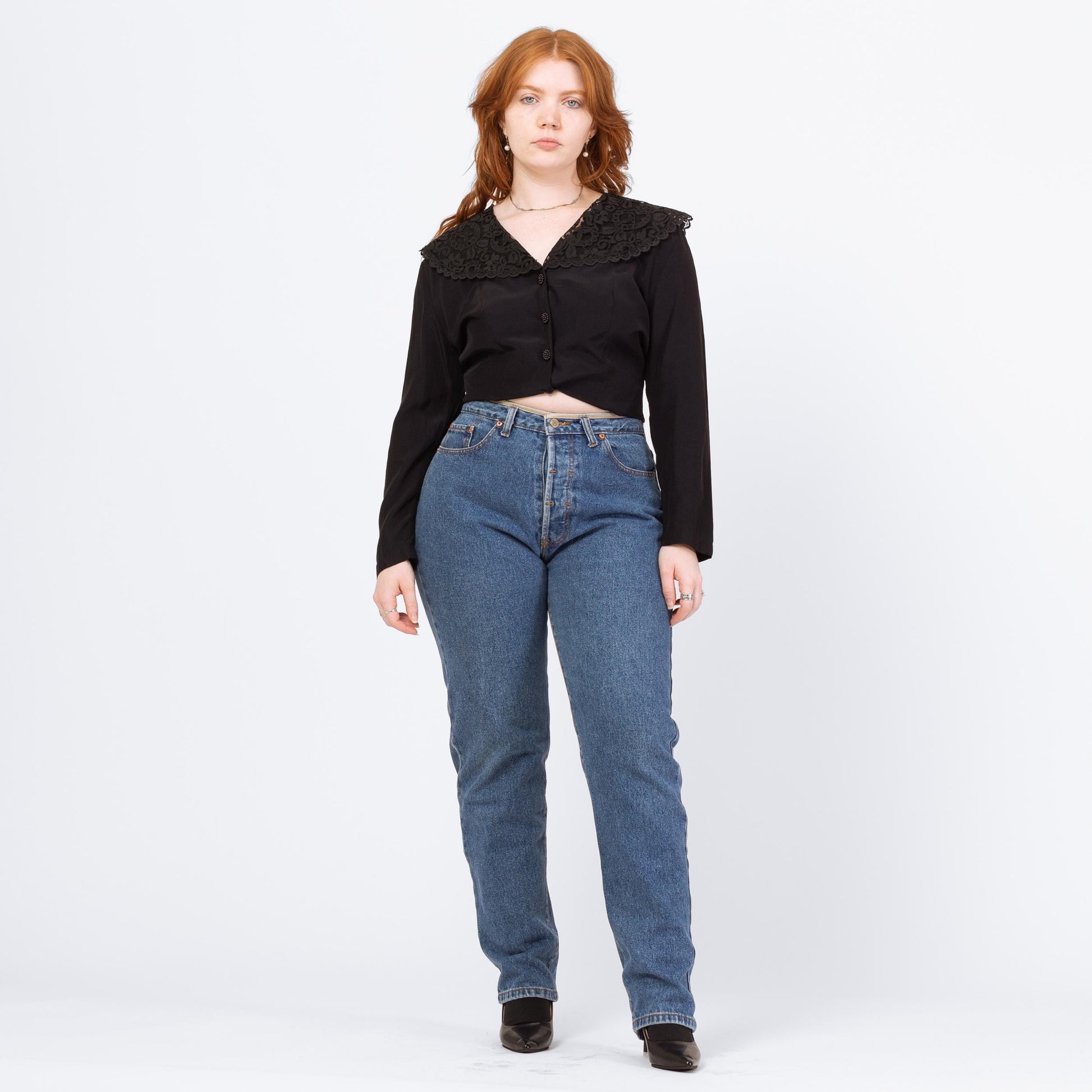 Vintage 90s Calvin Klein High Waisted Yoked Jeans - Large, 31" Waist | CK Medium Wash Denim Slim Straight Mom Jeans
