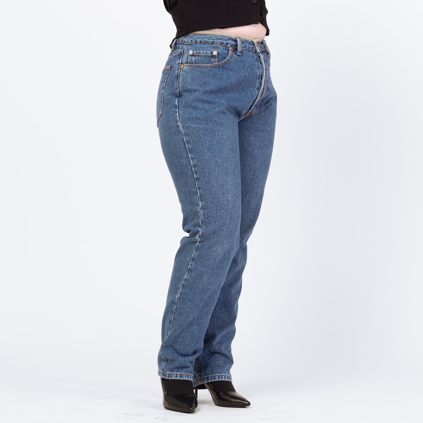 Vintage 90s Calvin Klein High Waisted Yoked Jeans - Large, 31" Waist | CK Medium Wash Denim Slim Straight Mom Jeans