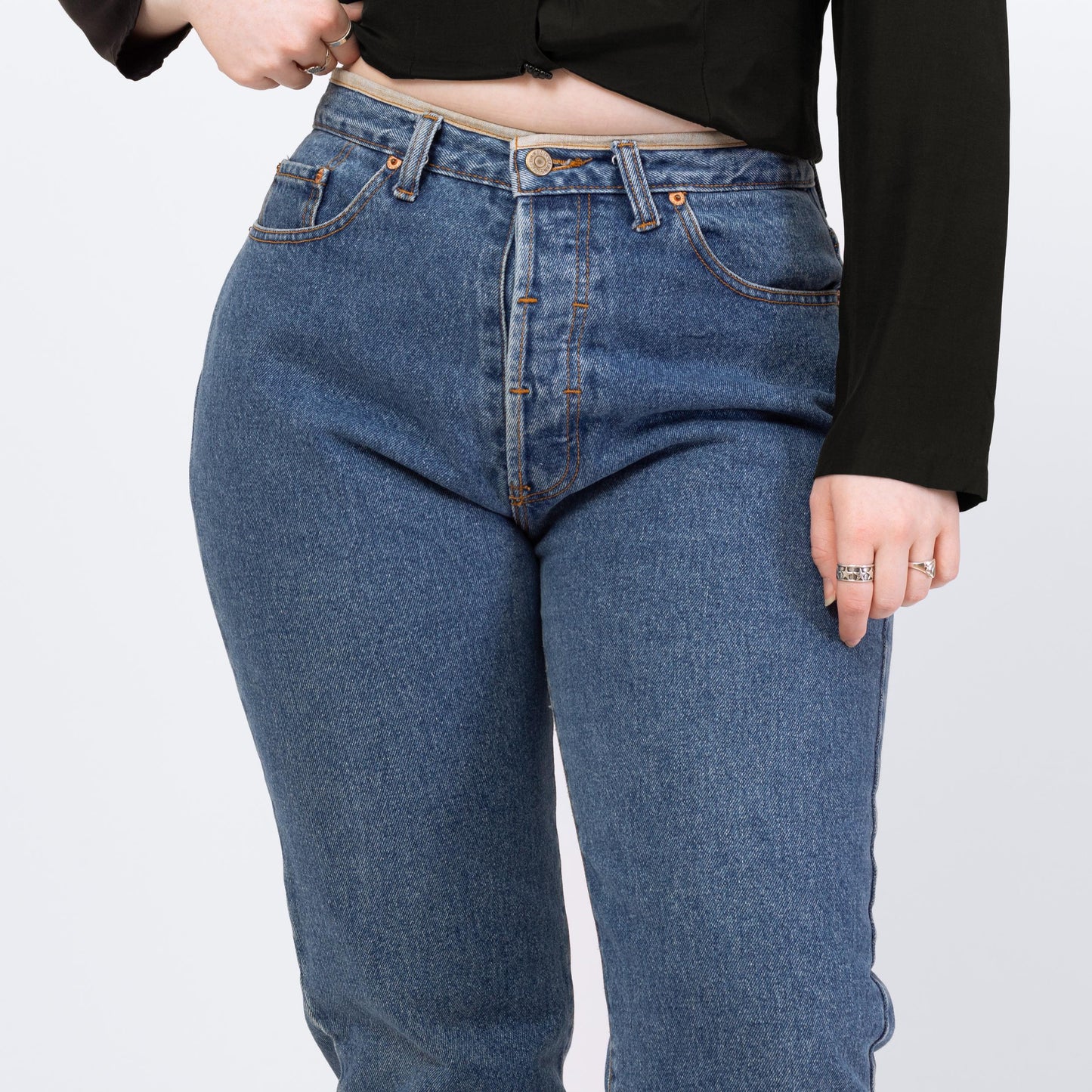 Vintage 90s Calvin Klein High Waisted Yoked Jeans - Large, 31" Waist | CK Medium Wash Denim Slim Straight Mom Jeans