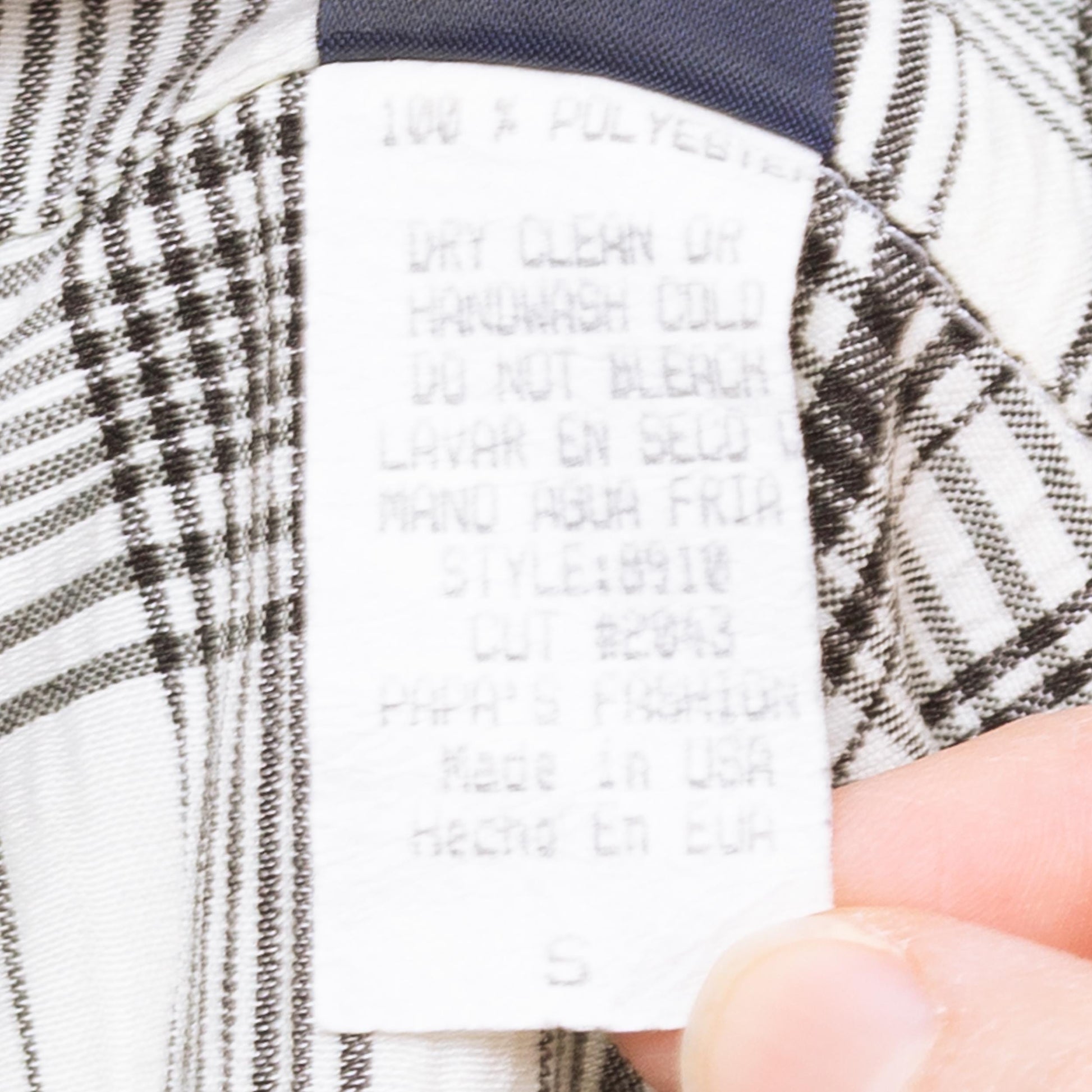 Vintage 90s Black & White Plaid Cuffed Blouse - Small | Button Up Collared Long Sleeve Shirt