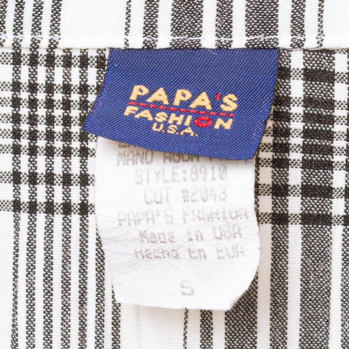 Vintage 90s Black & White Plaid Cuffed Blouse - Small | Button Up Collared Long Sleeve Shirt