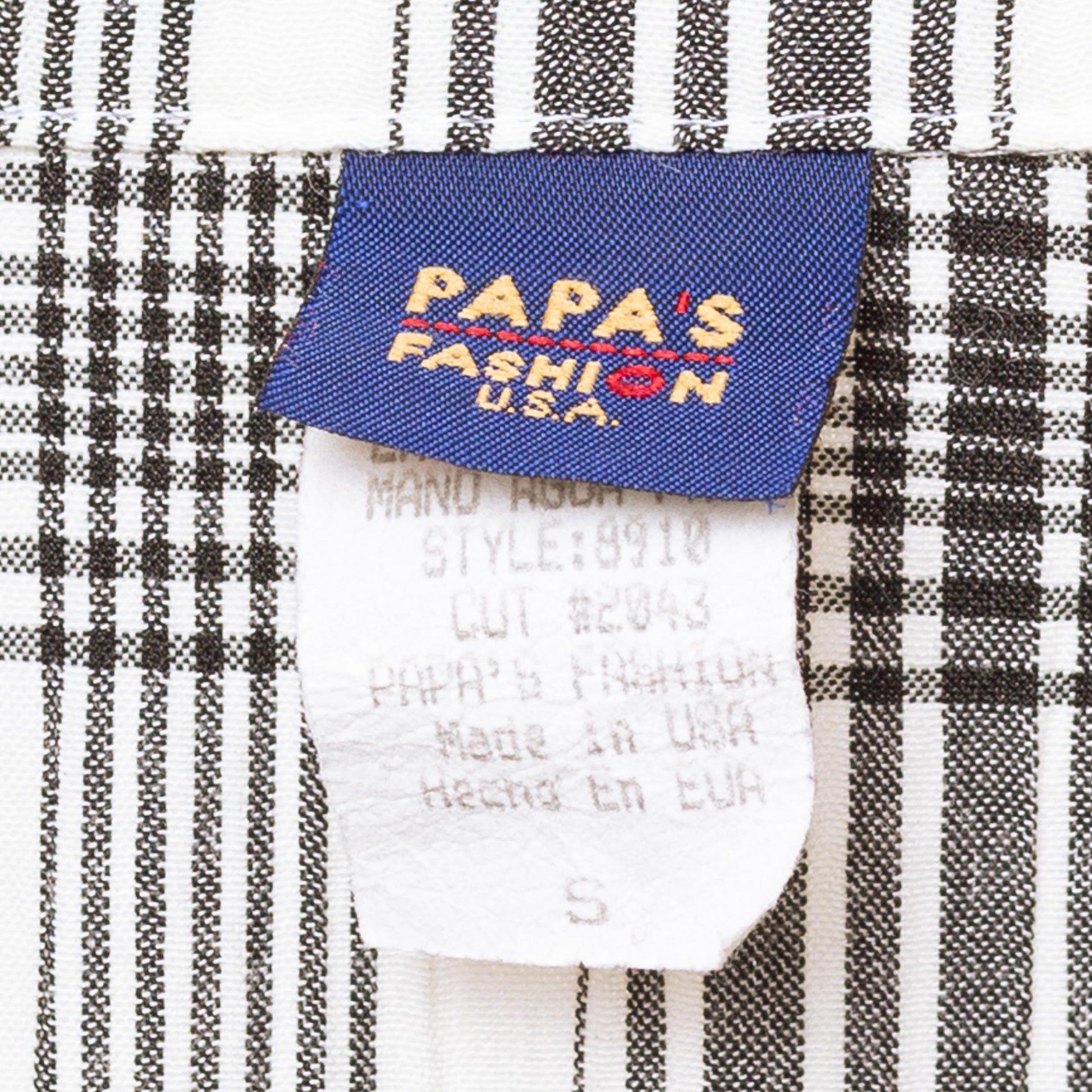 Vintage 90s Black & White Plaid Cuffed Blouse - Small | Button Up Collared Long Sleeve Shirt