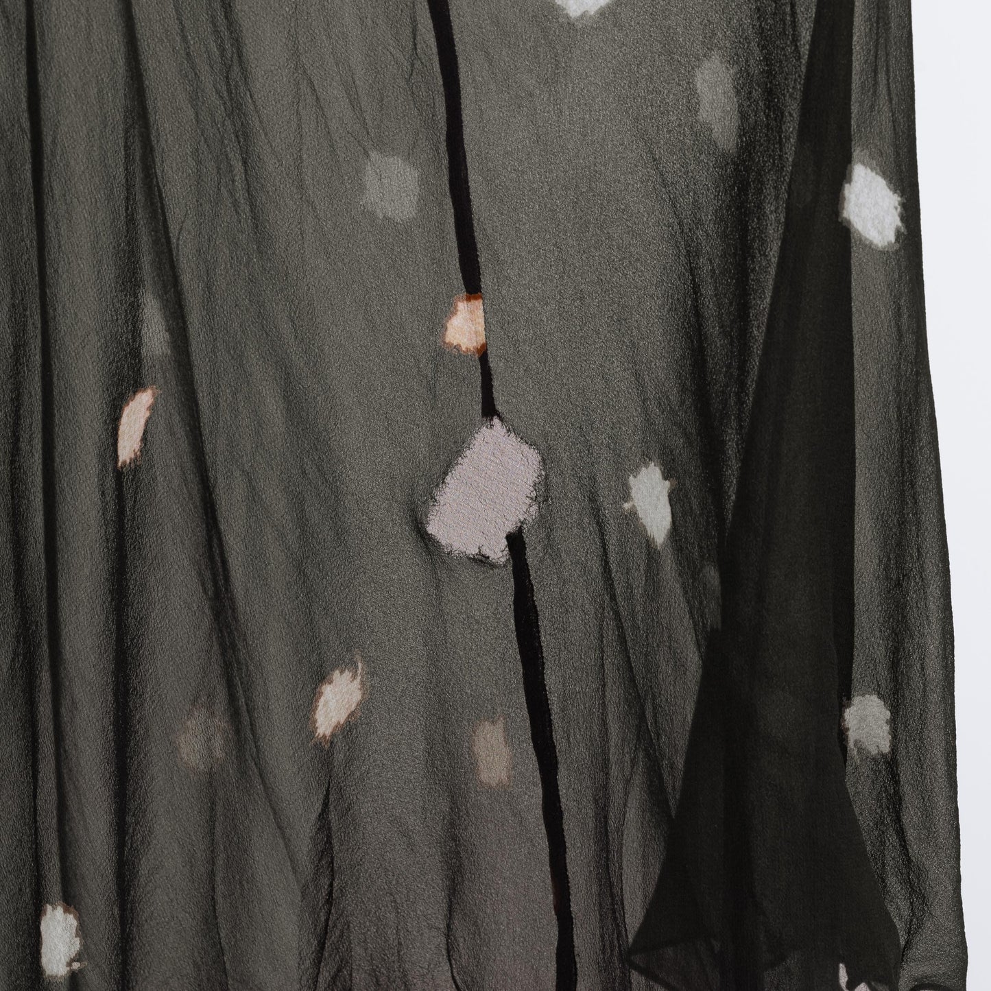 Vintage 90s Black Silk Polka Dot Midi Skirt - Small | Boho High Waisted Full Skirt