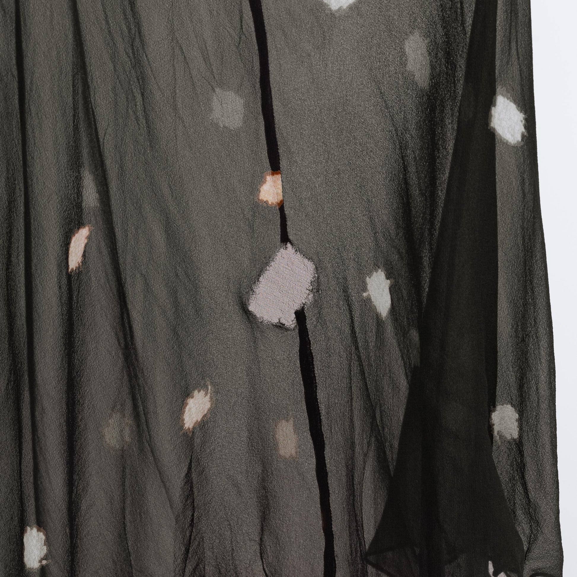 Vintage 90s Black Silk Polka Dot Midi Skirt - Small | Boho High Waisted Full Skirt