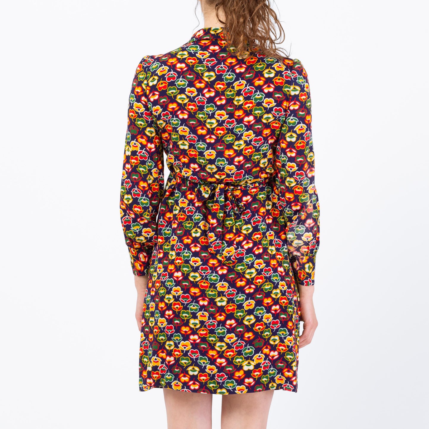 Vintage 70s Tulip Floral Mini Dress - Petite Small to Medium | Boho Long Sleeve Babydoll Dress