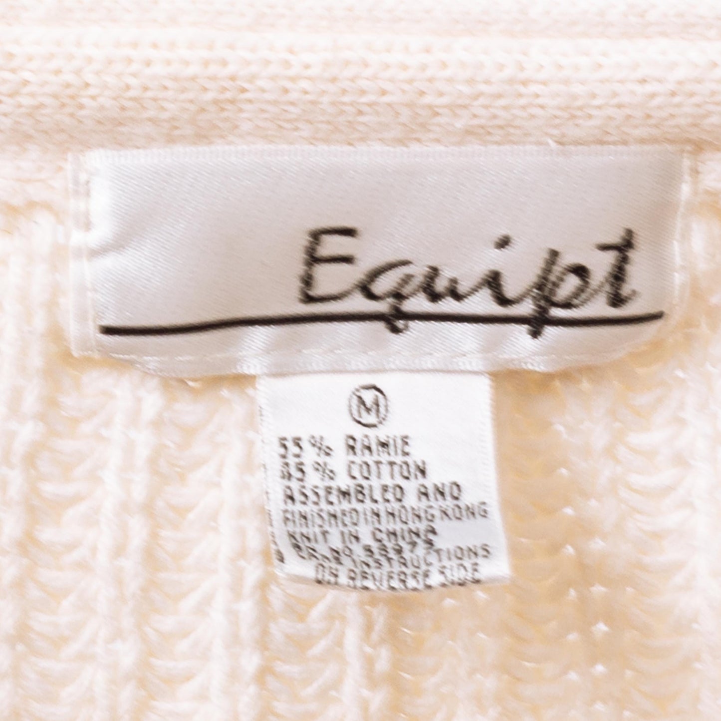 Vintage 90s White Cropped Cardigan - Medium | Cream Cotton Knit Button Up Sweater