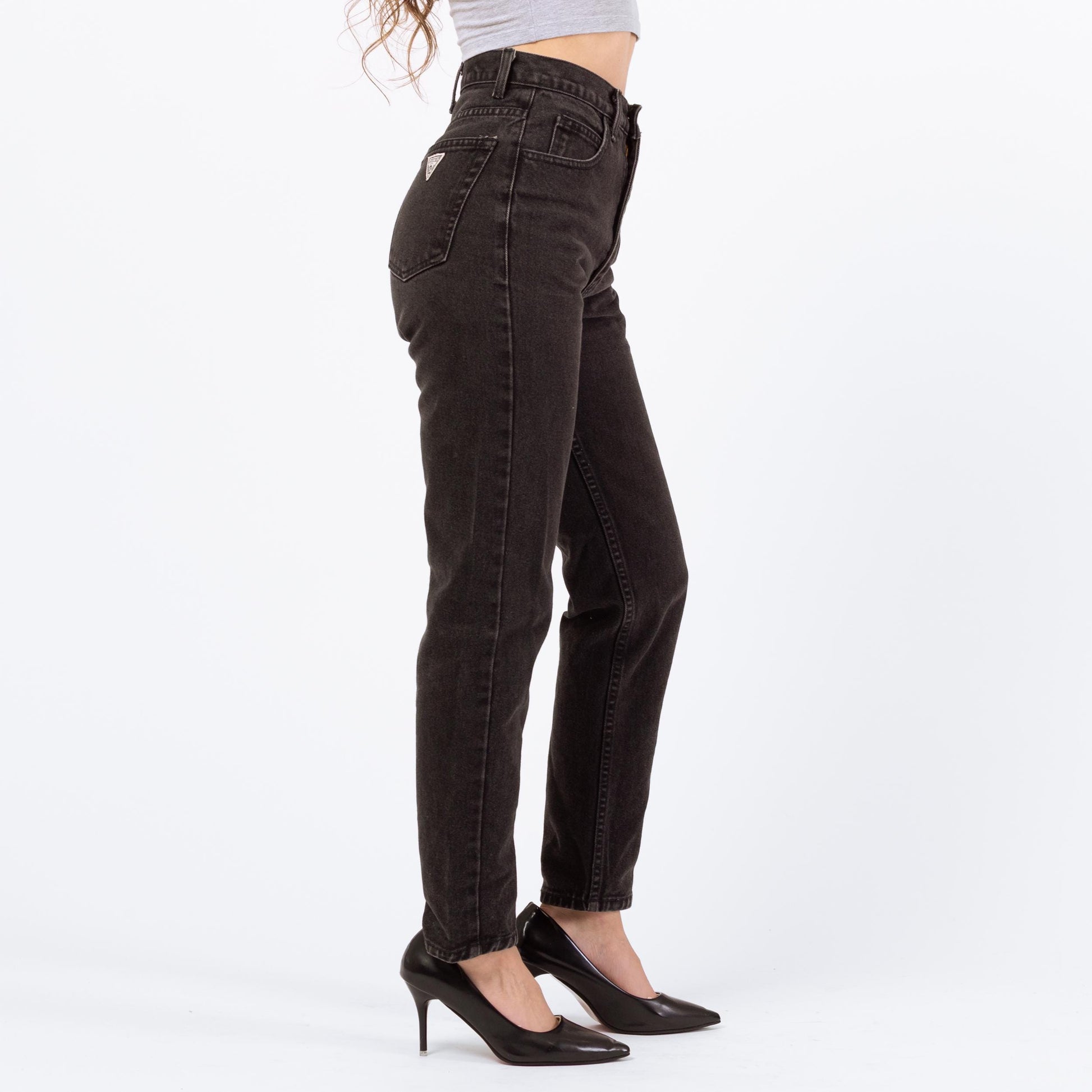 Vintage 90s Guess Black High Waisted Jeans - Extra Small, 24" | Denim Mom Jeans