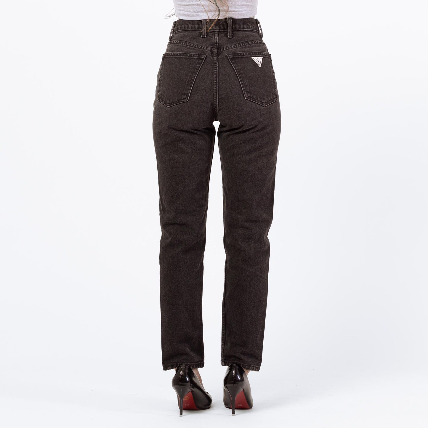 Vintage 90s Guess Black High Waisted Jeans - Extra Small, 24" | Denim Mom Jeans