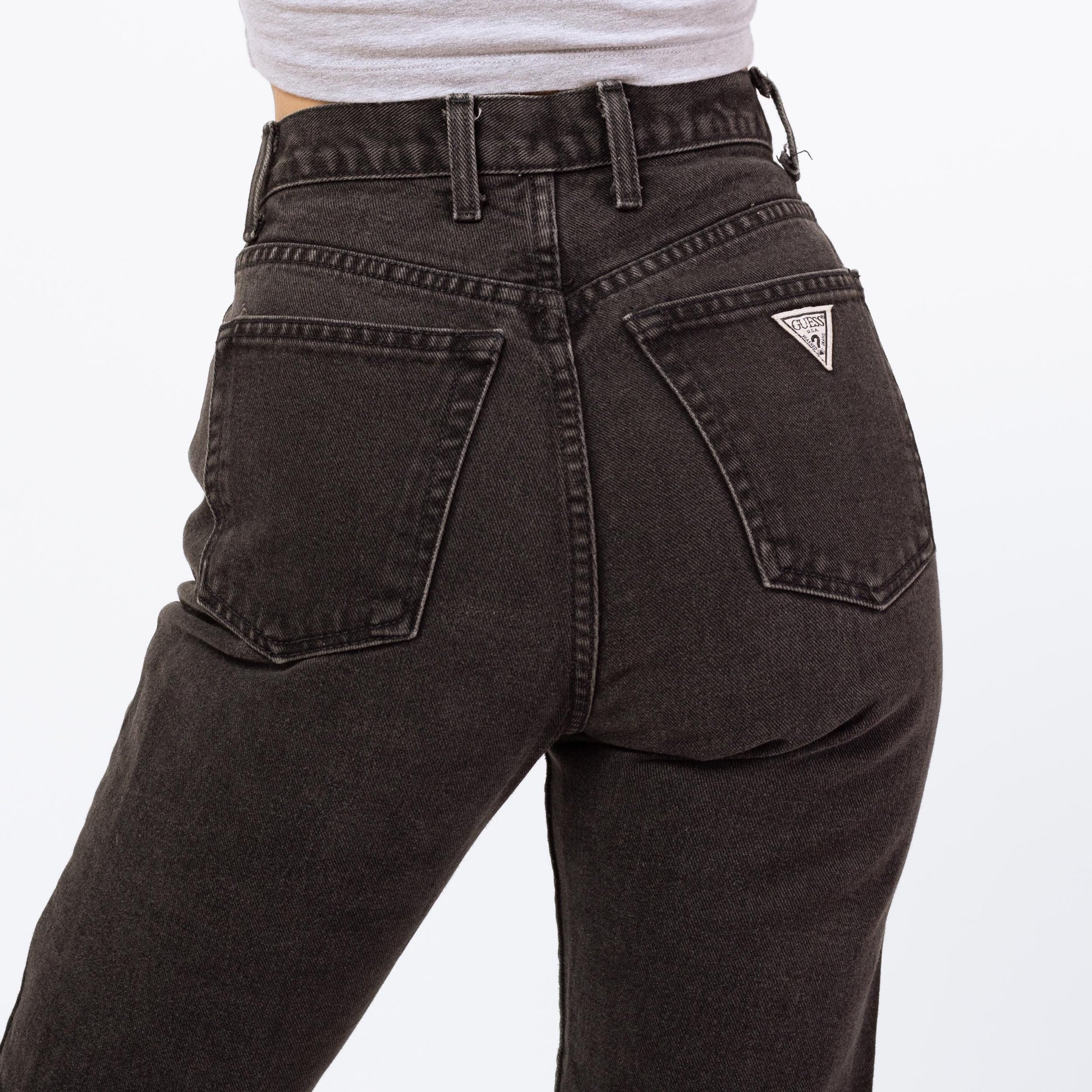 Vintage 90s Guess Black High Waisted Jeans - Extra Small, 24" | Denim Mom Jeans