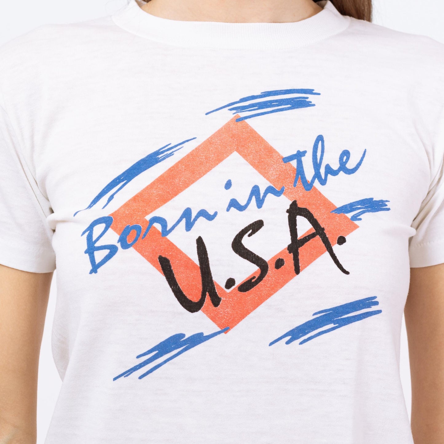 Vintage 80s Bruce Springsteen Born In The USA T Shirt - Extra Small | Rare Rock Music Cropped Band Tee