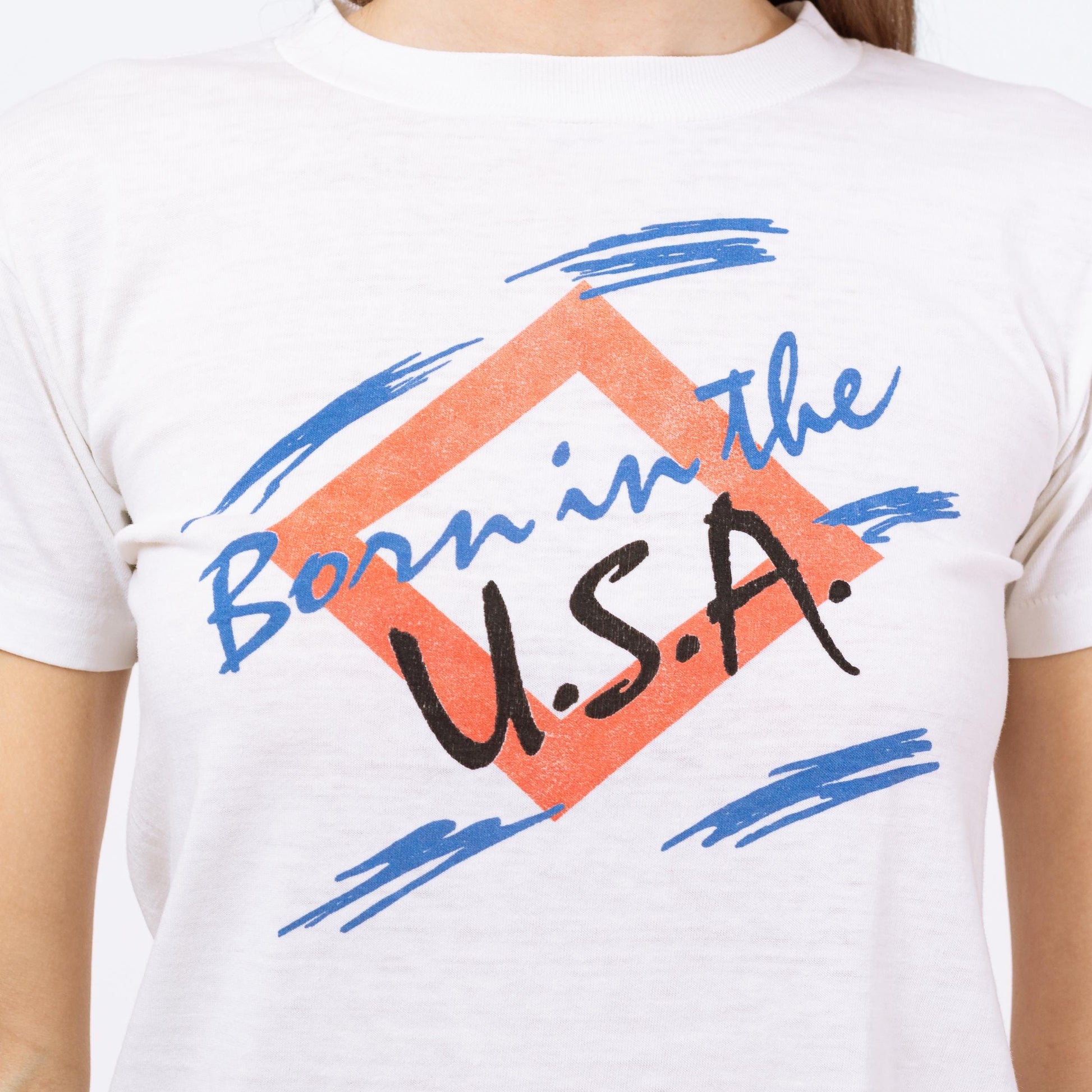 Vintage 80s Bruce Springsteen Born In The USA T Shirt - Extra Small | Rare Rock Music Cropped Band Tee