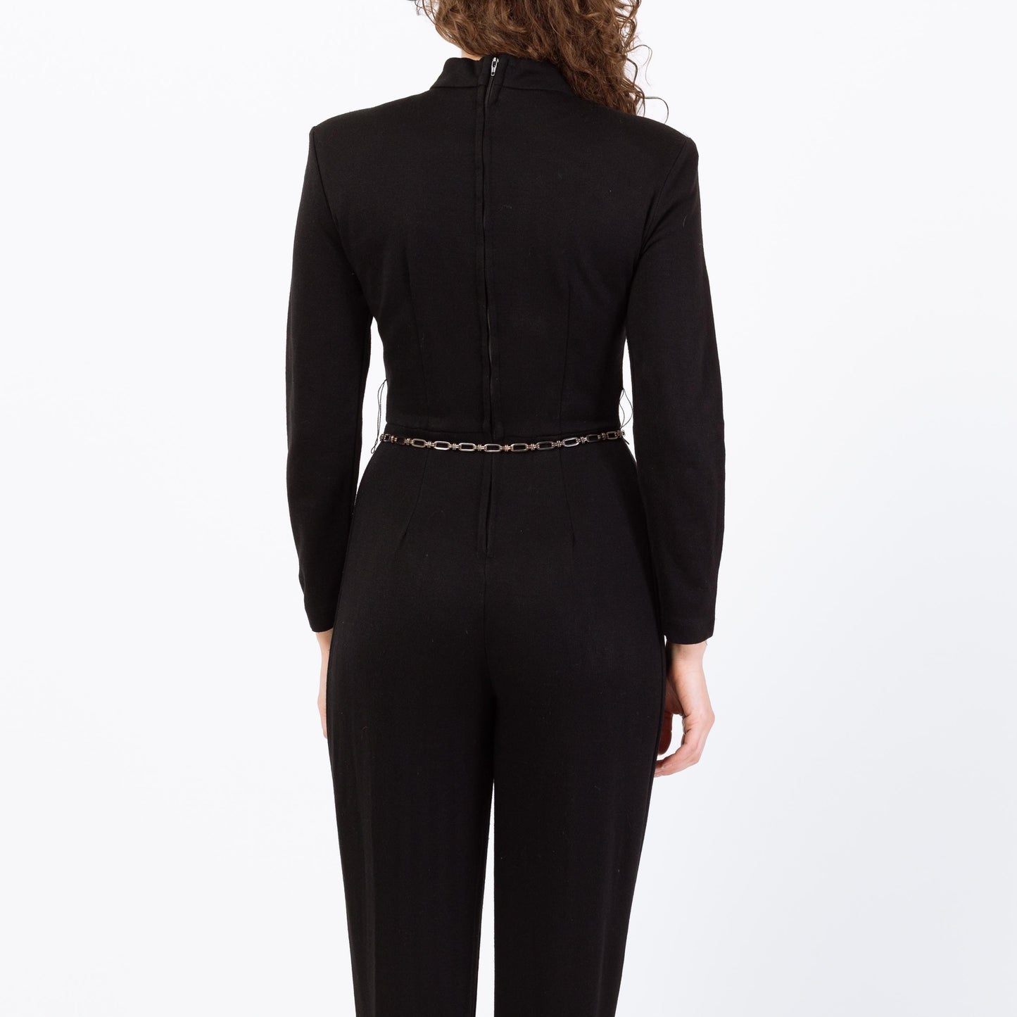 Vintage 80s Black Keyhole Neckline Catsuit - Small to Medium | Formal Long Sleeve Stirrup Jumpsuit