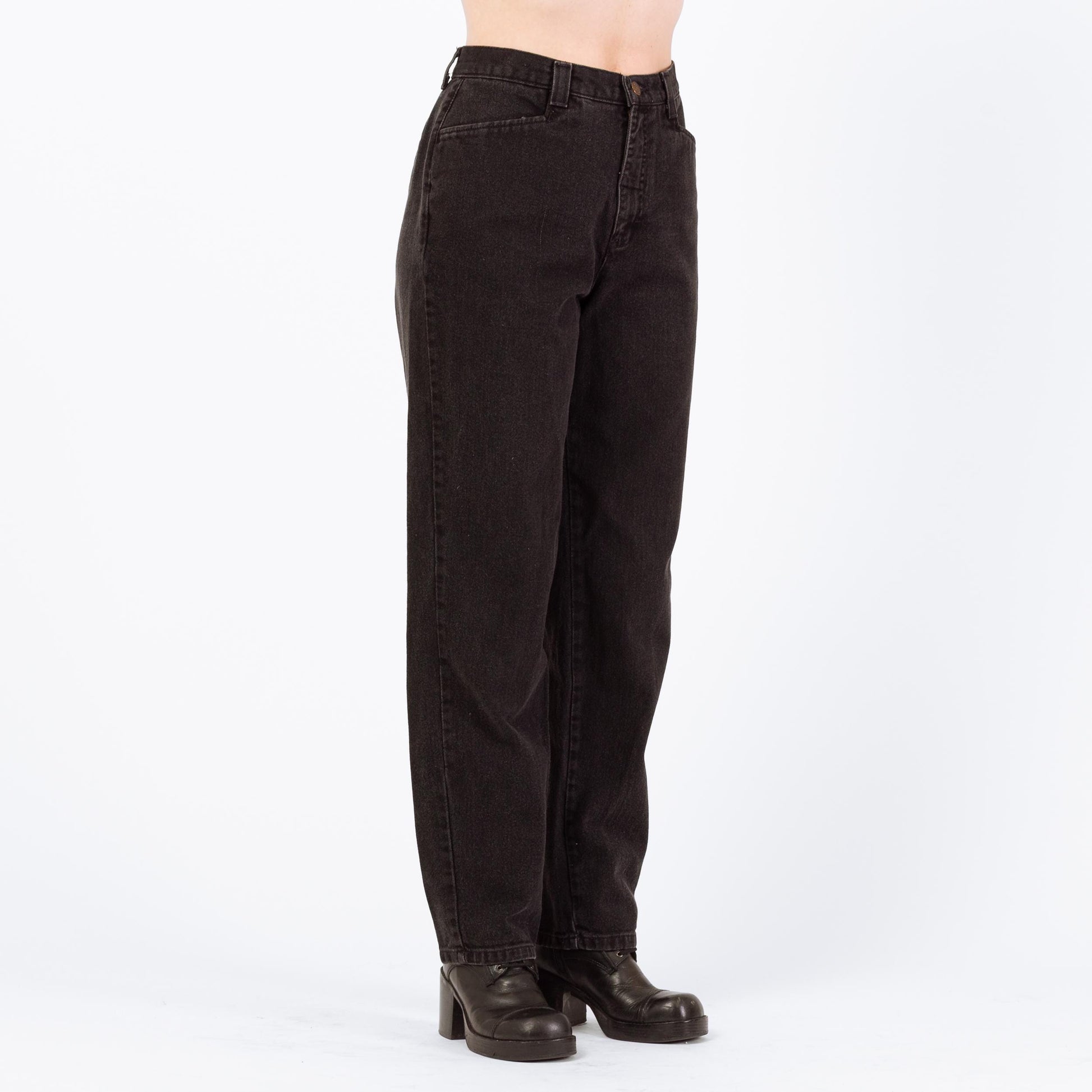 Vintage 90s Lee Black High Waisted Jeans - Medium, 28" | High Rise Denim Mom Jeans