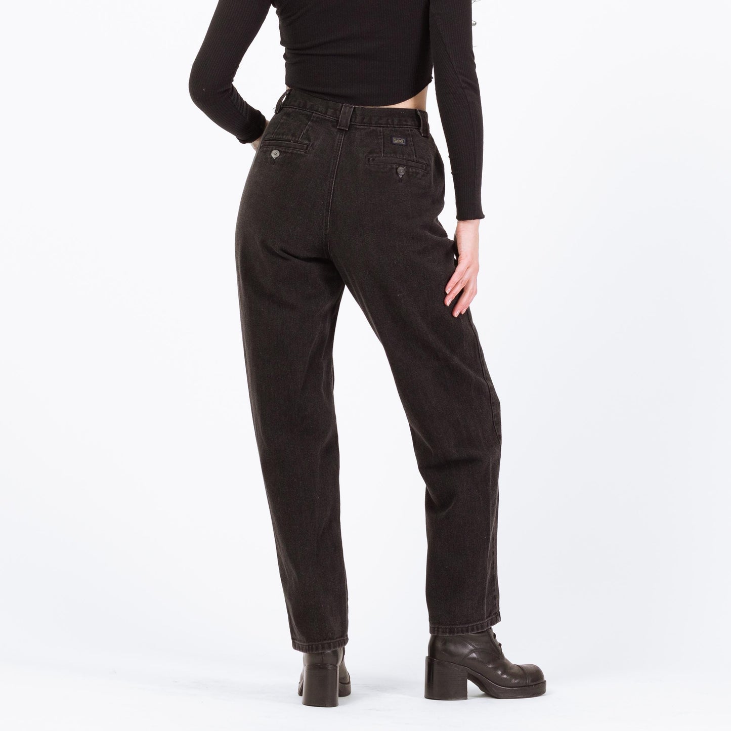 Vintage 90s Lee Black High Waisted Jeans - Medium, 28" | High Rise Denim Mom Jeans