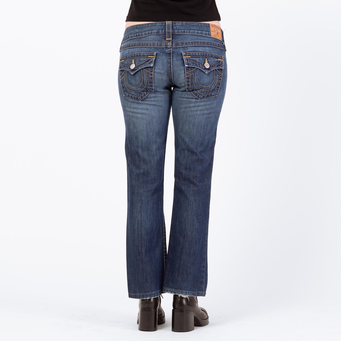 Vintage Y2K True Religion Becky Low Rise Bootcut Jeans - Medium | 2000s Dark Wash Denim