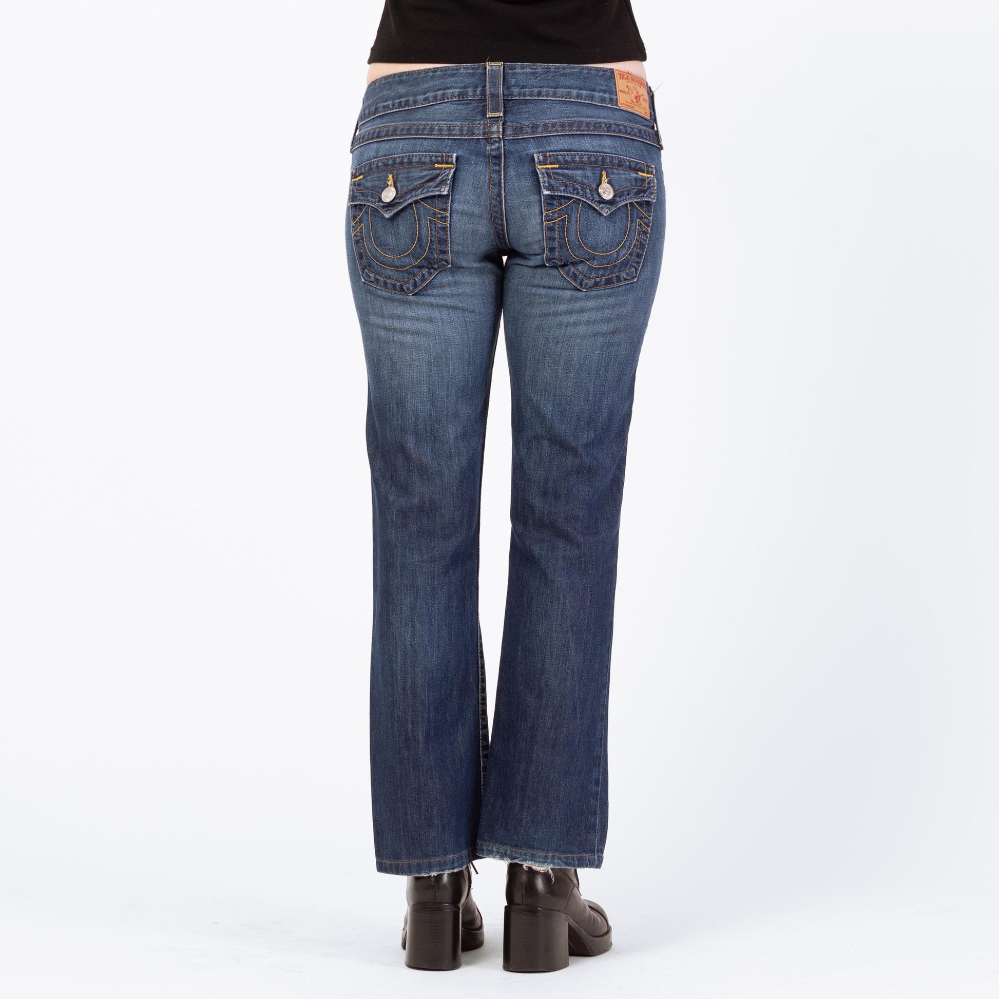 Vintage Y2K True Religion Becky Low Rise Bootcut Jeans - Medium | 2000s Dark Wash Denim