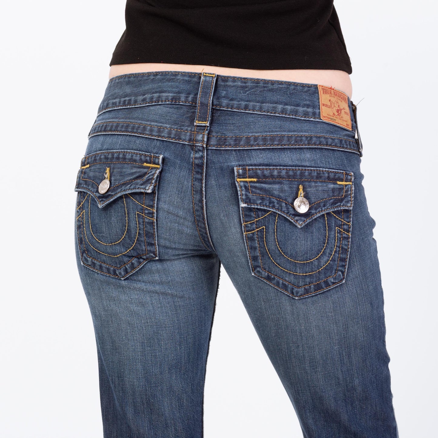 Vintage Y2K True Religion Becky Low Rise Bootcut Jeans - Medium | 2000s Dark Wash Denim