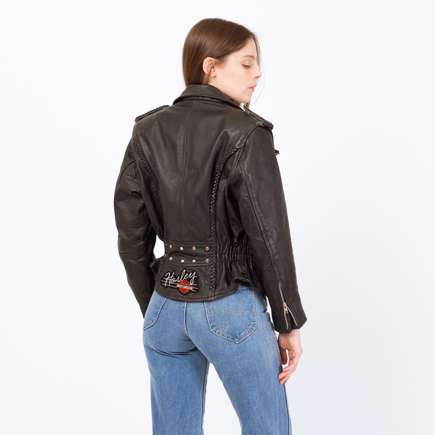 Vintage 90s Black Leather Harley Moto Jacket - Extra Small | Women's Cropped Motorcycle Biker Coat