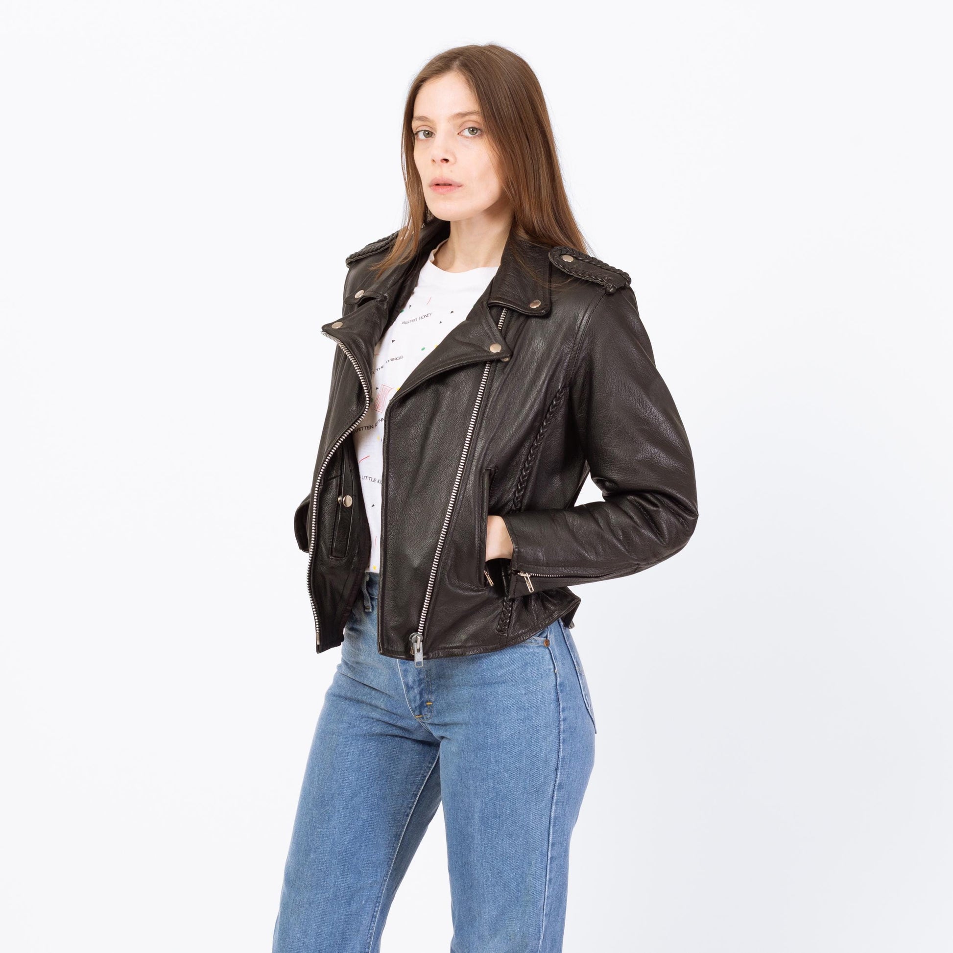 Vintage 90s Black Leather Harley Moto Jacket - Extra Small | Women's Cropped Motorcycle Biker Coat