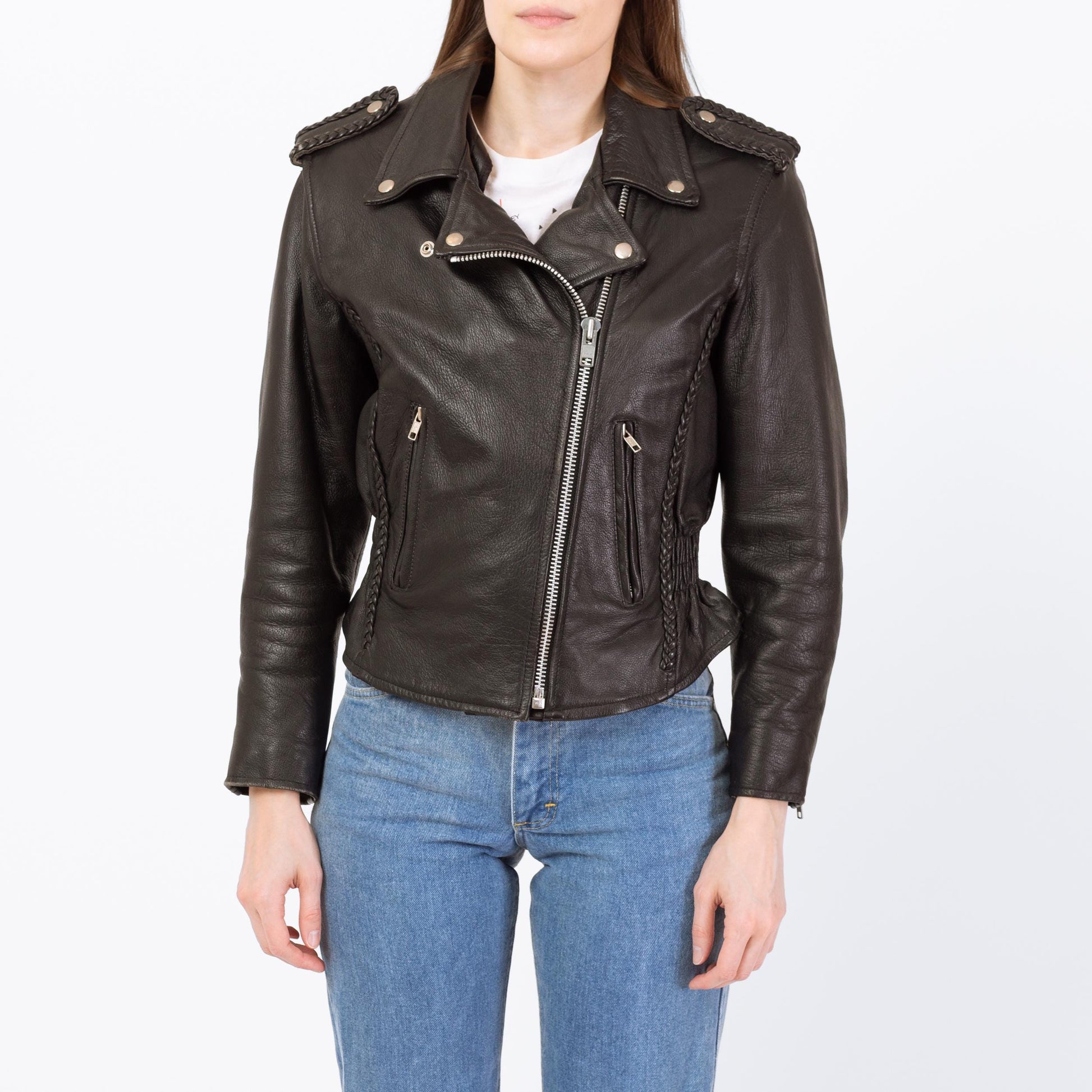 Vintage 90s Black Leather Harley Moto Jacket - Extra Small | Women's Cropped Motorcycle Biker Coat