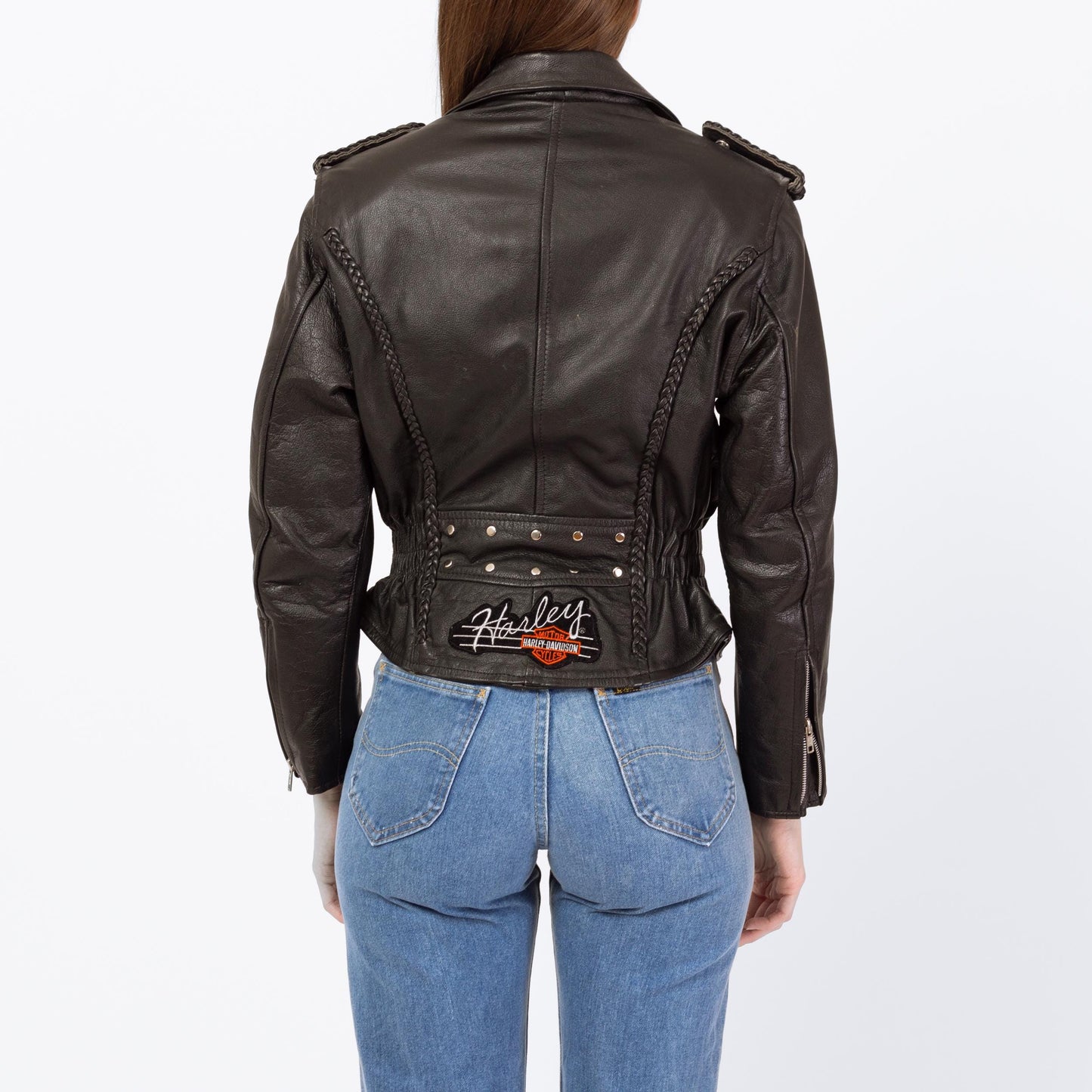 Vintage 90s Black Leather Harley Moto Jacket - Extra Small | Women's Cropped Motorcycle Biker Coat