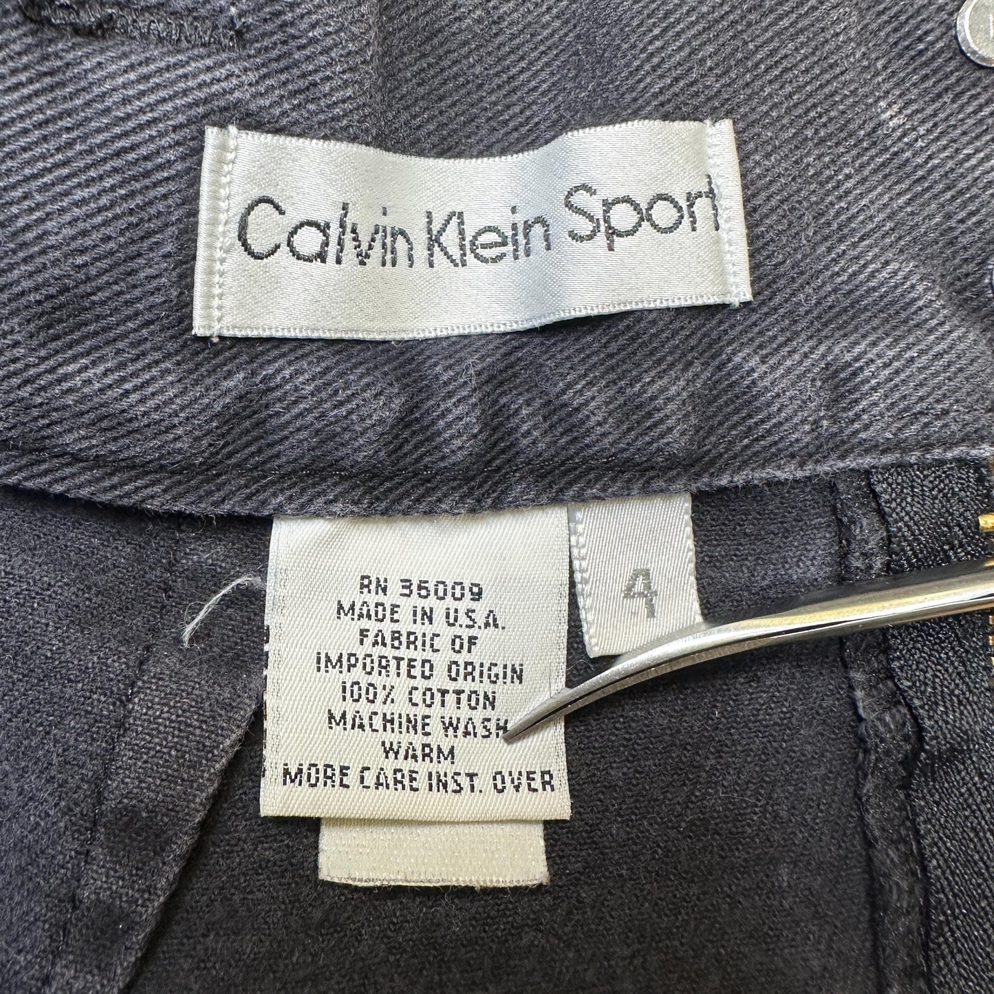 Vintage 80s Calvin Klein Black Denim Midi Skirt - Extra Small, 24" | High Waisted Fitted Jean Pencil Skirt