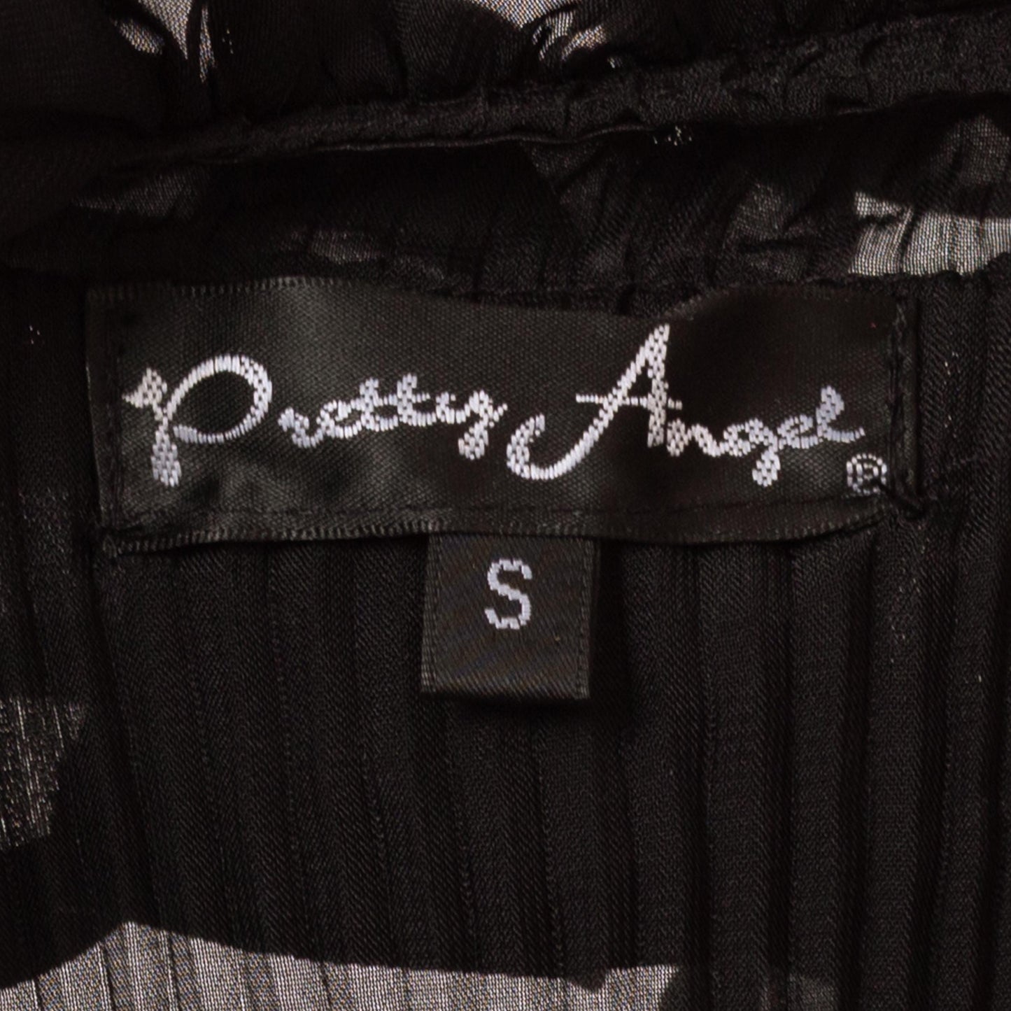 Vintage 90s Black Sheer Plisse Ruffle Collar Blouse - Small | Silk Blend Longline Tuxedo Top