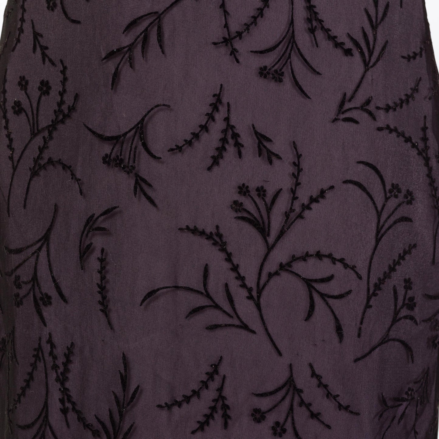 Vintage 90s Gothic Flocked Velvet Floral Dress - Medium | Black & Purple Milkmaid Party Dress