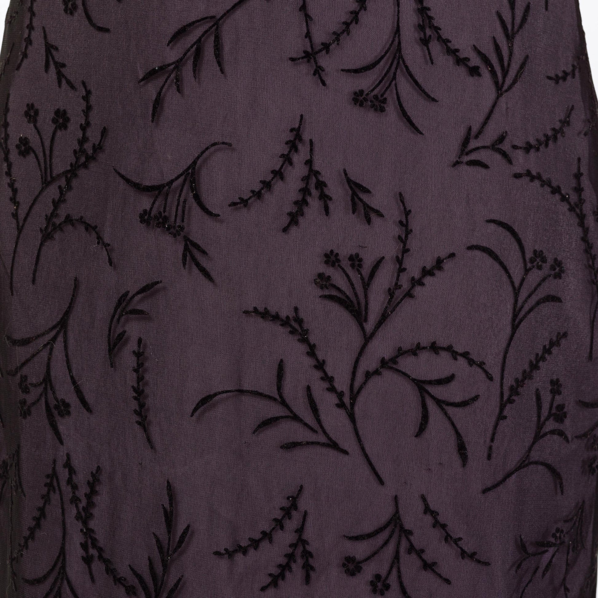 Vintage 90s Gothic Flocked Velvet Floral Dress - Medium | Black & Purple Milkmaid Party Dress