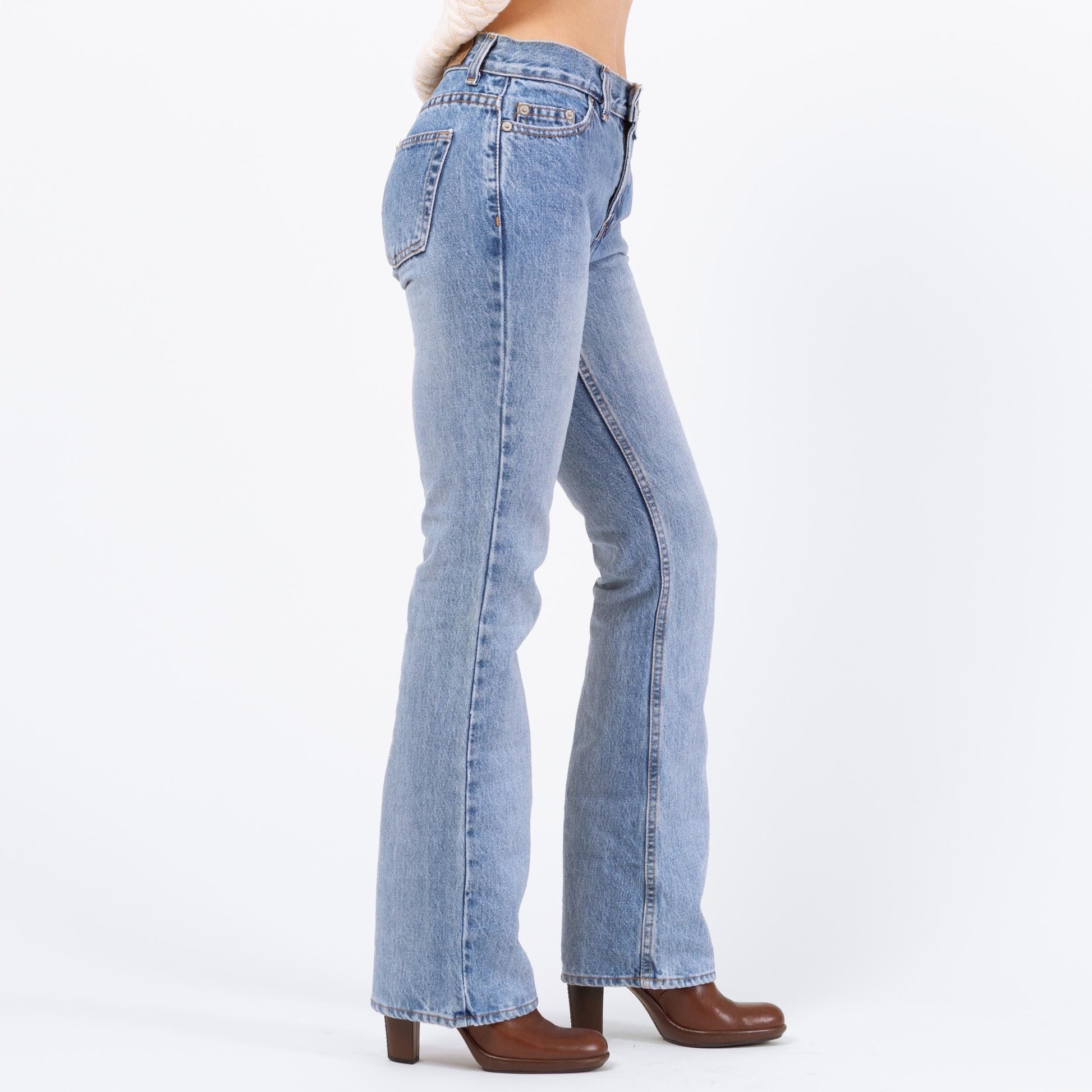 Vintage Y2K Light Wash Mid Rise Bootcut Jeans – Extra Small | 2000s Faded Denim Low Riders