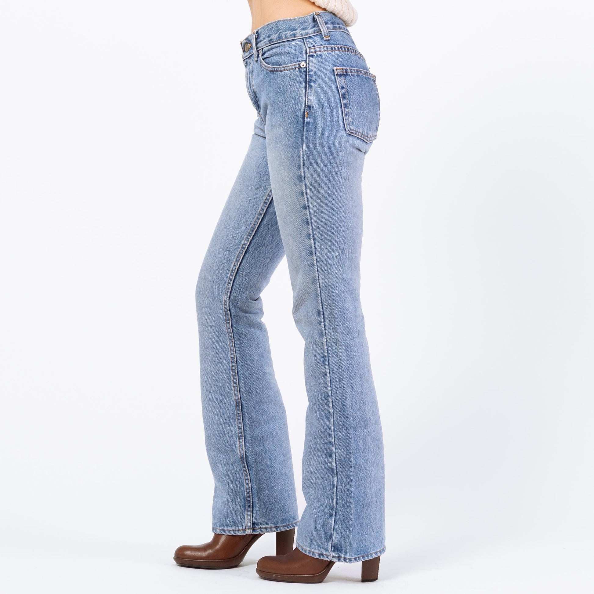 Vintage Y2K Light Wash Mid Rise Bootcut Jeans – Extra Small | 2000s Faded Denim Low Riders
