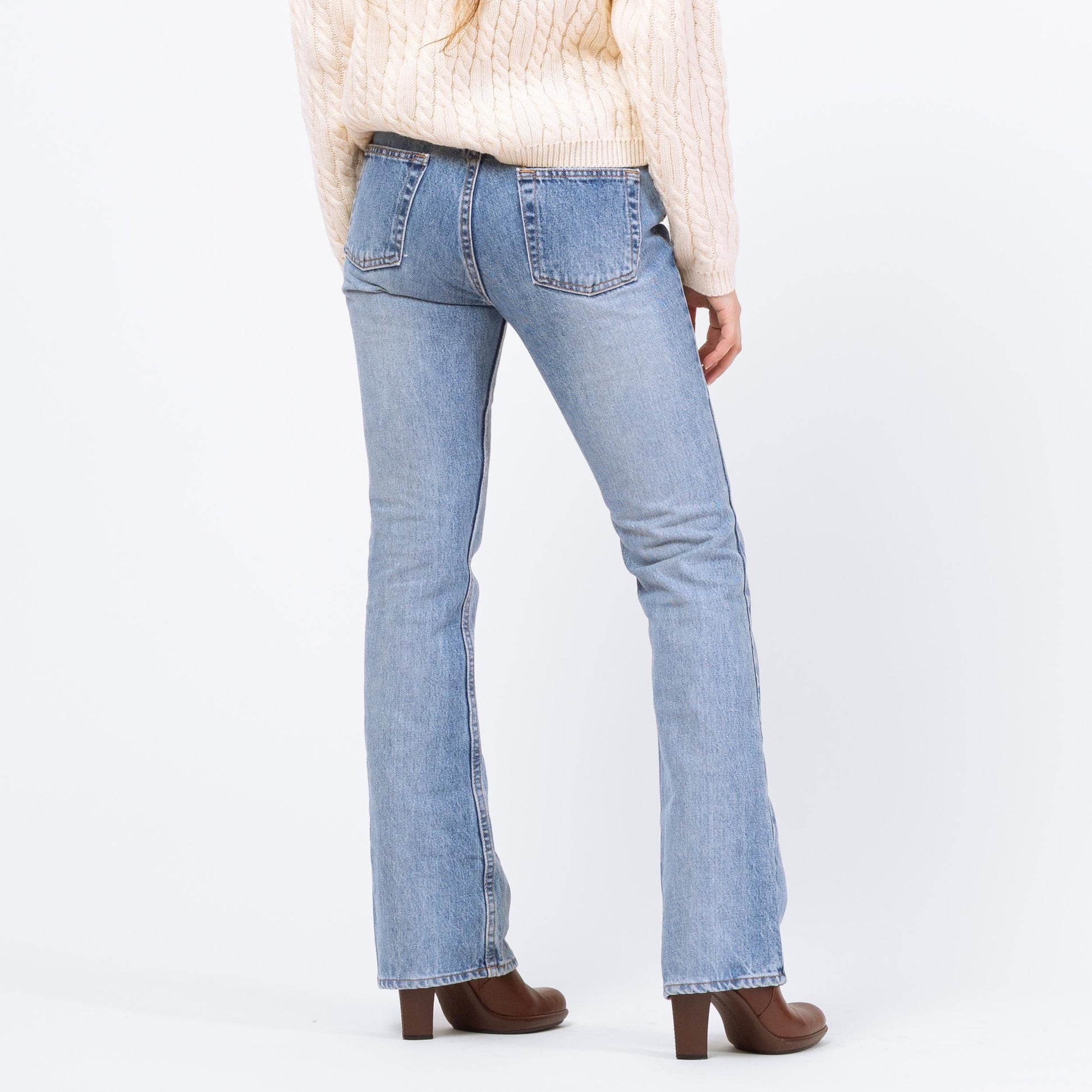 Vintage Y2K Light Wash Mid Rise Bootcut Jeans – Extra Small | 2000s Faded Denim Low Riders