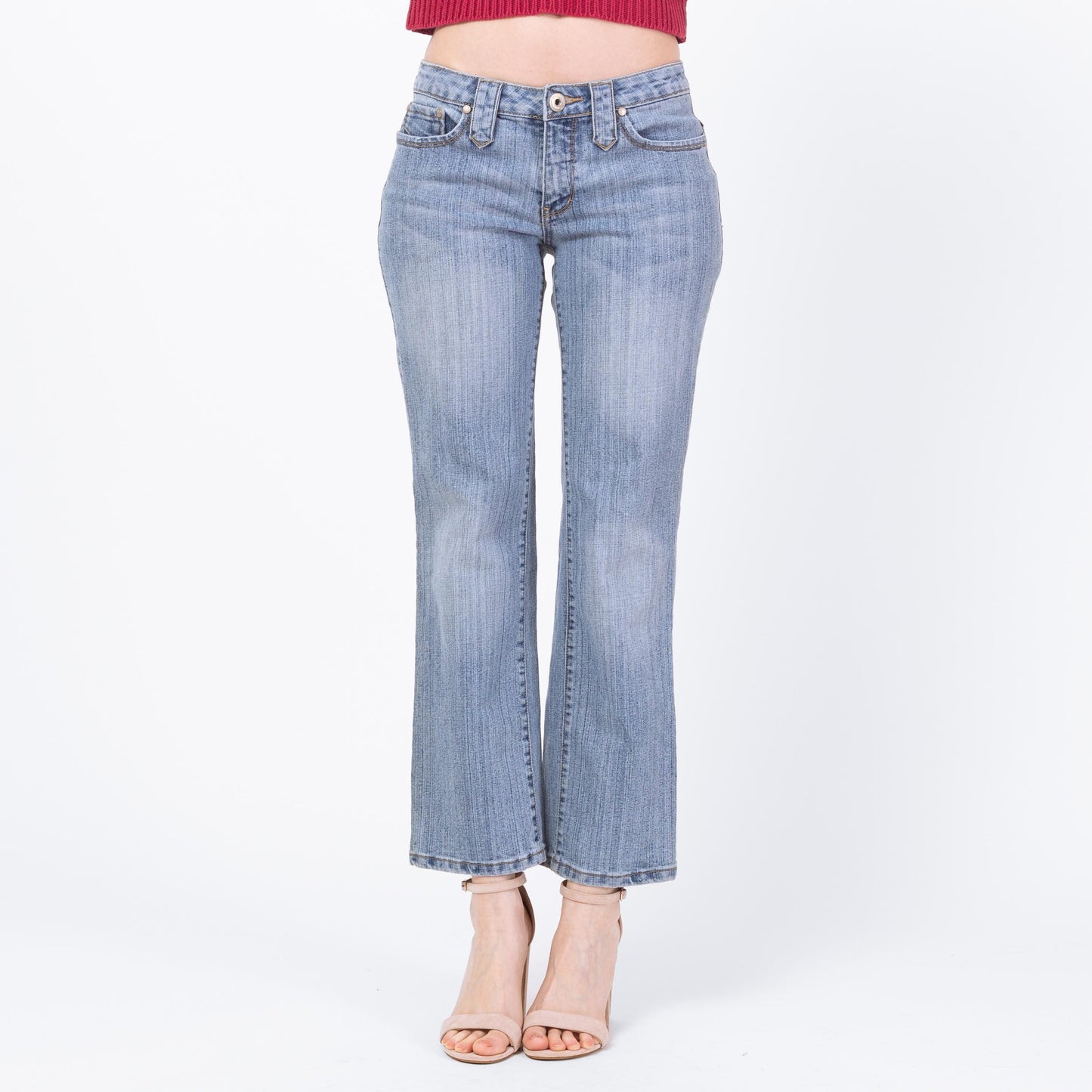 Vintage Y2K Studded Star Pocket Low Rise Jeans - Small to Medium | 2000s Light Wash Bootcut Denim