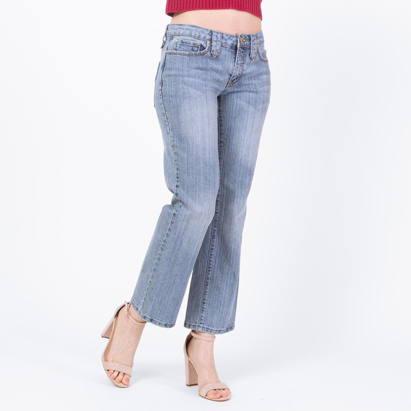 Vintage Y2K Studded Star Pocket Low Rise Jeans - Small to Medium | 2000s Light Wash Bootcut Denim