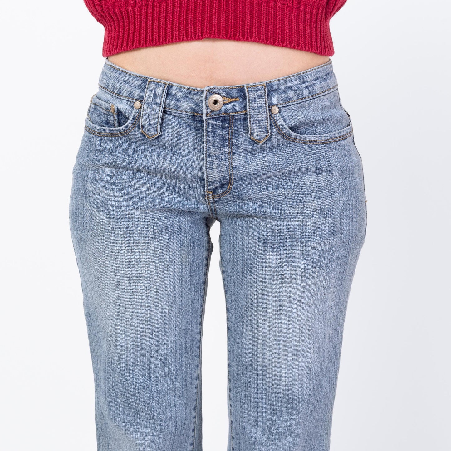 Vintage Y2K Studded Star Pocket Low Rise Jeans - Small to Medium | 2000s Light Wash Bootcut Denim