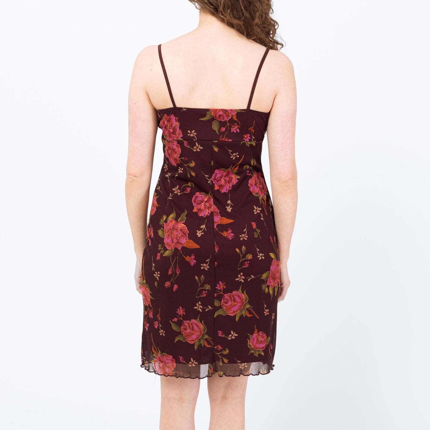 90s Dark Floral Babydoll Mini Dress - Medium to Large