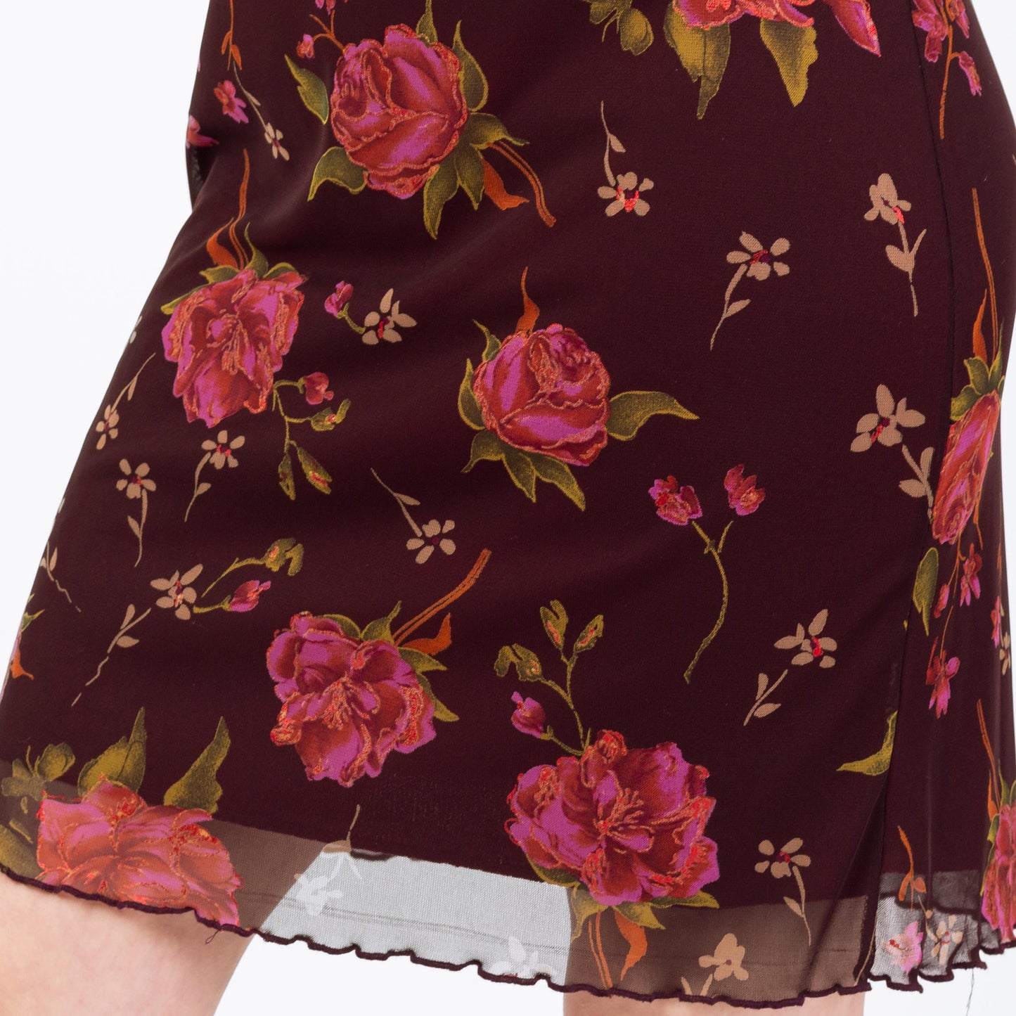 90s Dark Floral Babydoll Mini Dress - Medium to Large