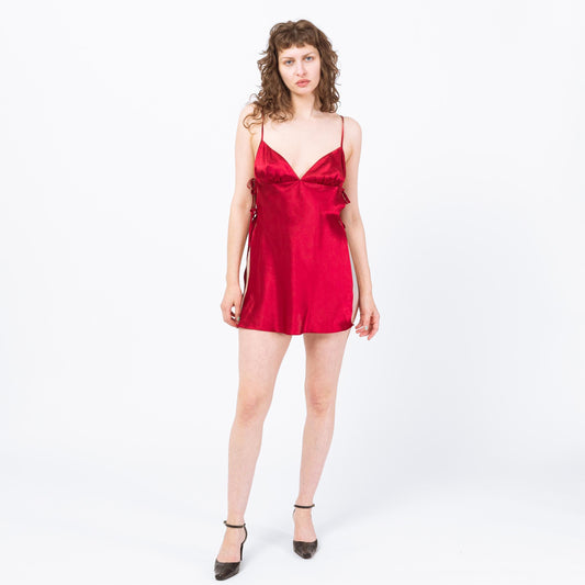 Vintage Y2K Frederick's Of Hollywood Red Satin Babydoll - Large