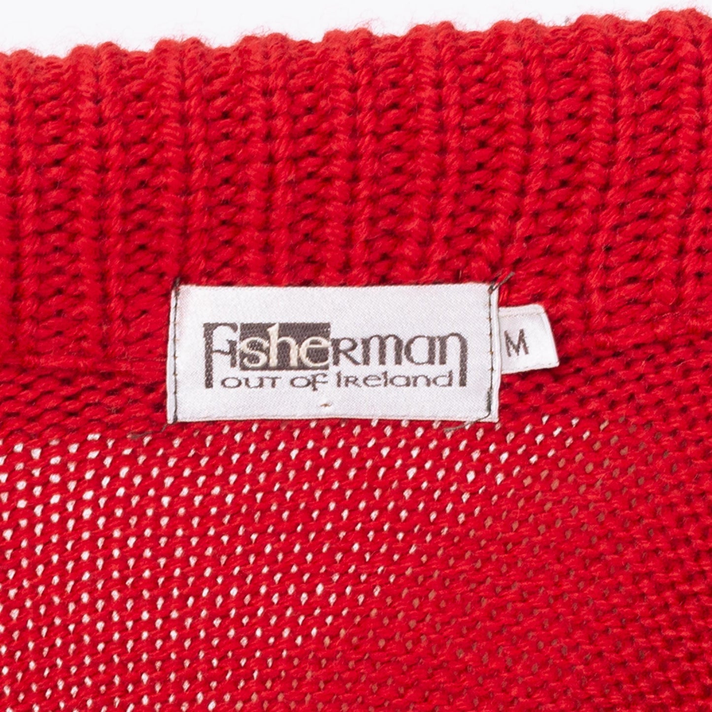 Vintage 90s Red Irish Wool Knit Long Cardigan - Medium