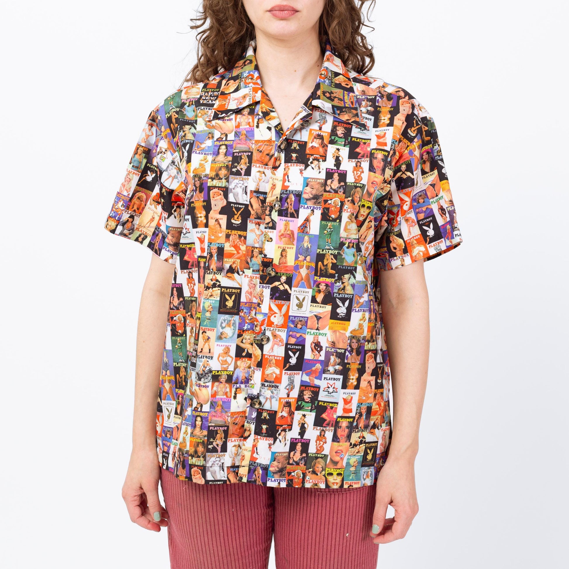 Vintage 90s Playboy Magazine All Over Print Shirt - Men's Medium