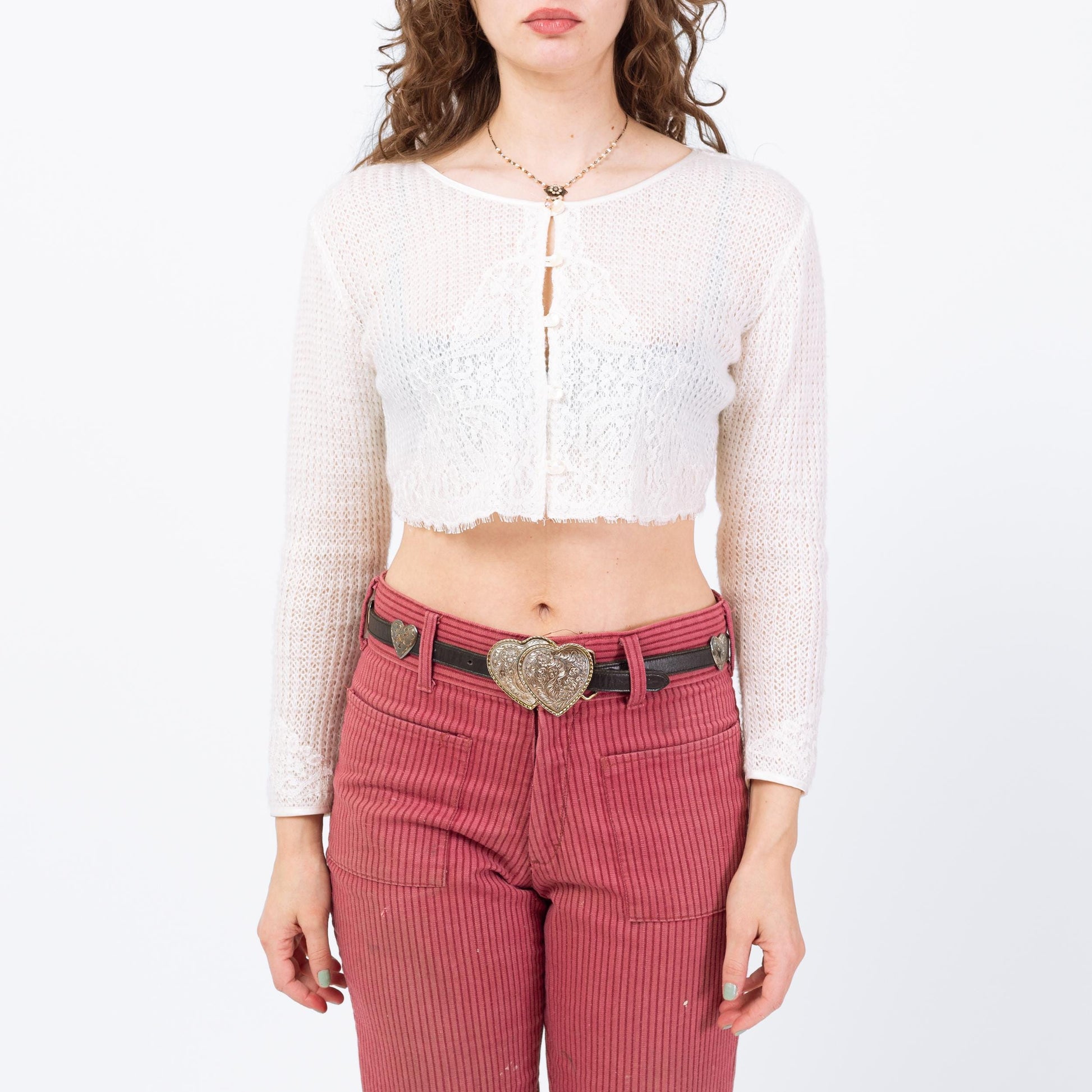 Vintage 90s Victoria's Secret White Soft Knit Crop Top - Small