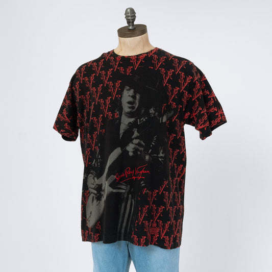 Vintage 90s Stevie Ray Vaughan T Shirt - Extra Large | All Over Print Signature Graphic Tee