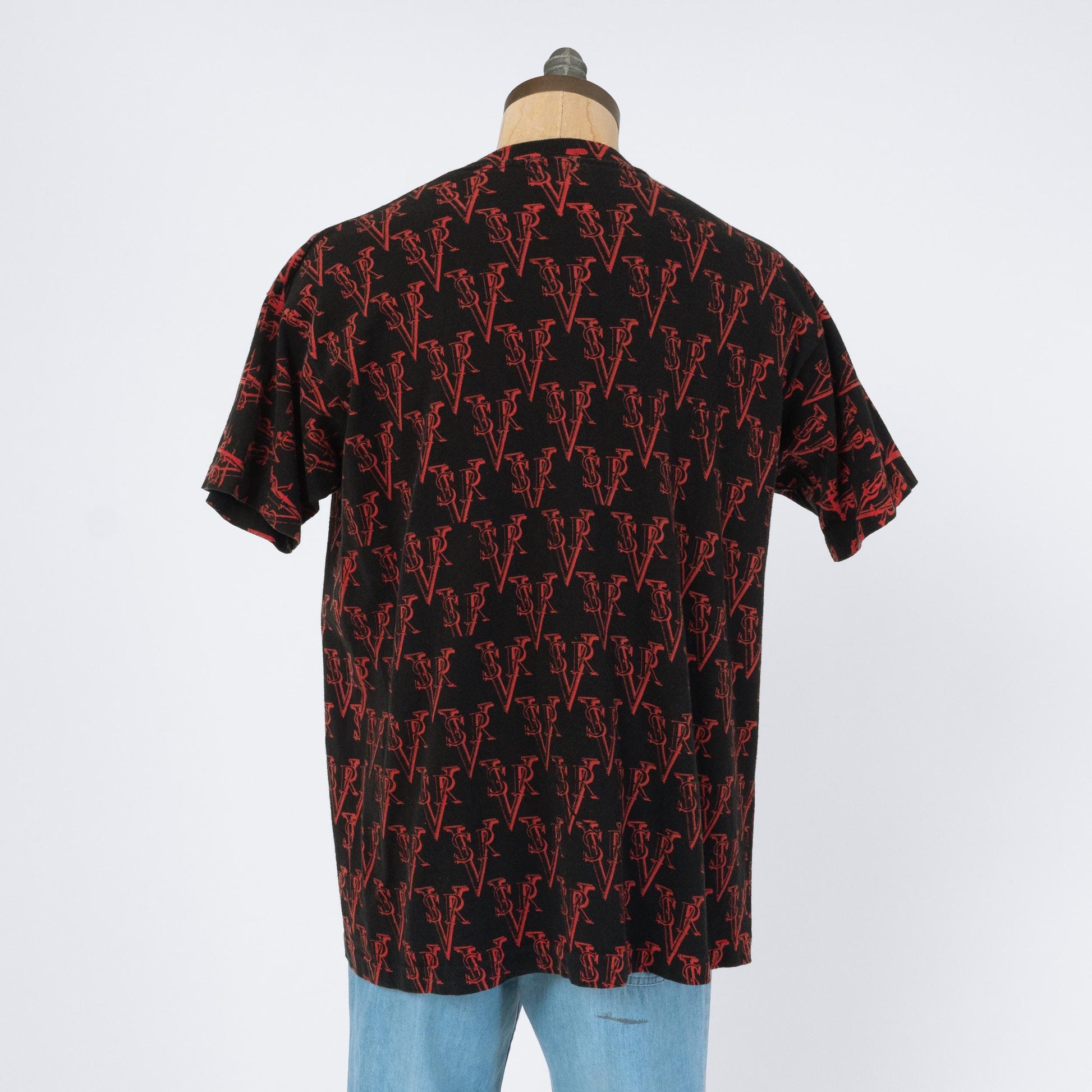 Vintage 90s Stevie Ray Vaughan T Shirt - Extra Large | All Over Print Signature Graphic Tee