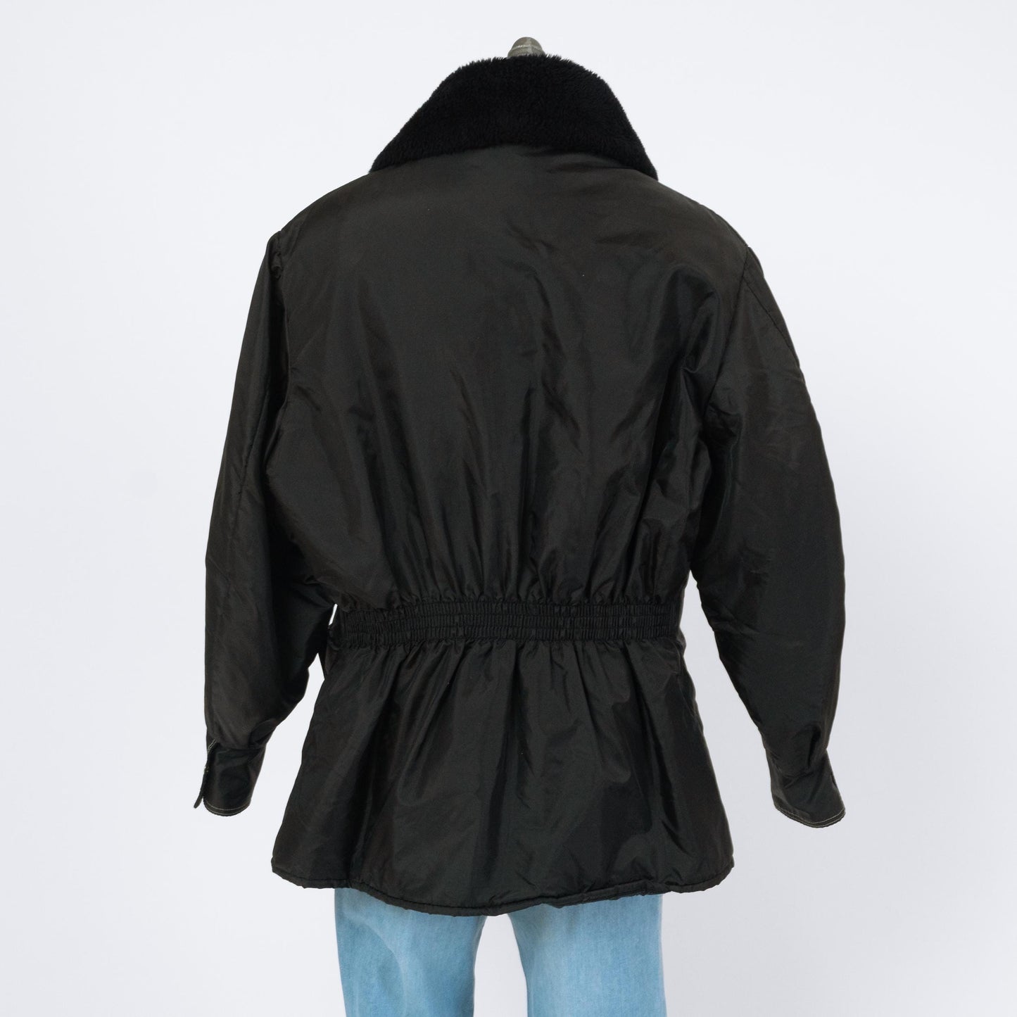 Vintage 70s Black Plush Collar Cold Weather Snow Jacket - Extra Large | Walls Blizzard-Pruf Zip Up Windbreaker Coat