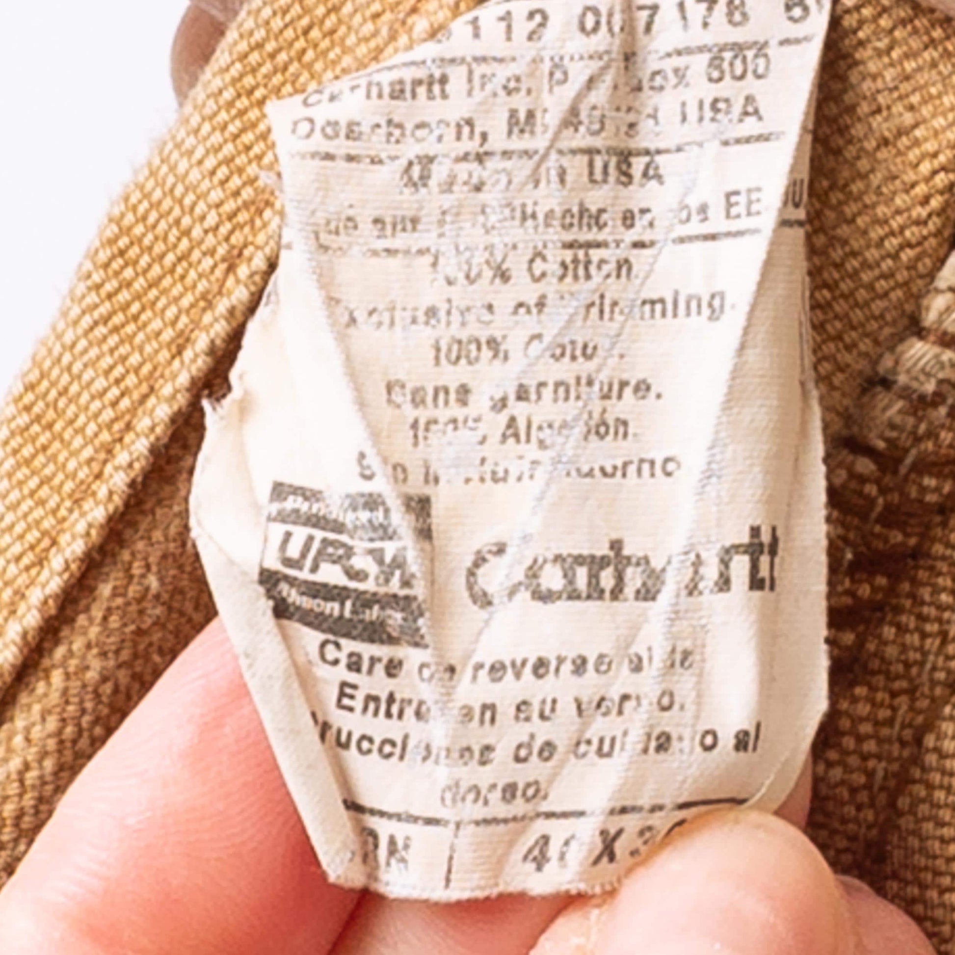 Vintage 90s Carhartt Distressed Overalls - 40x30 | Union Made In USA Faded Tan Workwear Jumpsuit