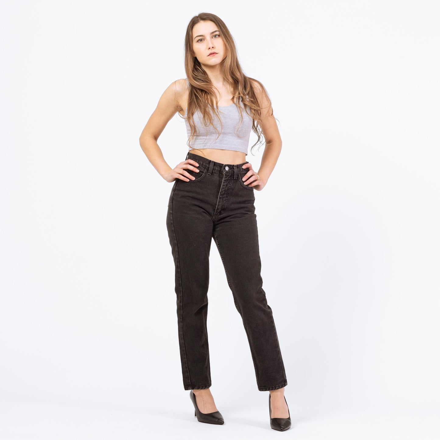 Vintage 90s Guess Black High Waisted Jeans - Extra Small, 24" | Denim Mom Jeans